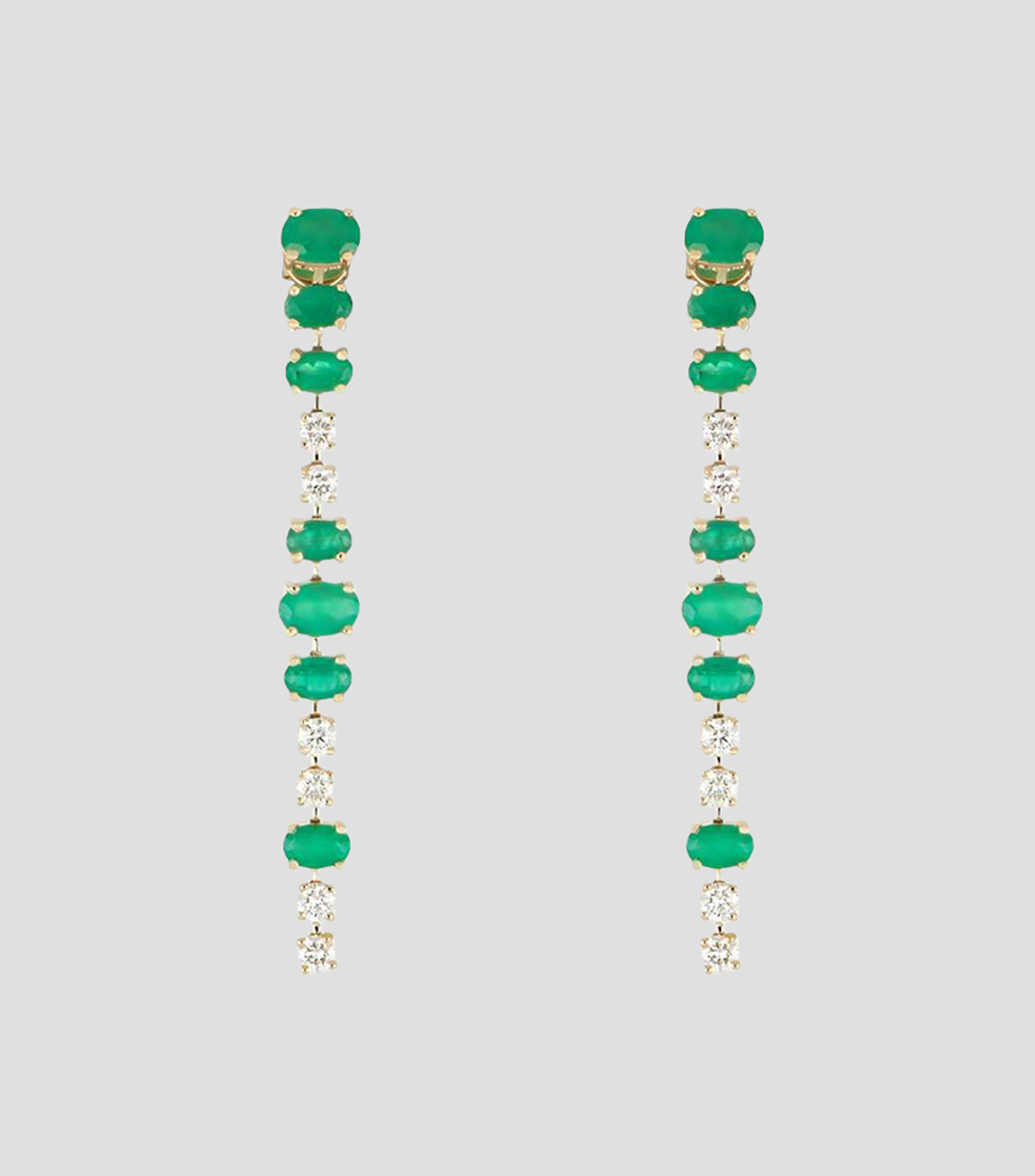 Aretes en Oro amarillo de 18 Kilates con Esmeralda y Diamante Mujer
