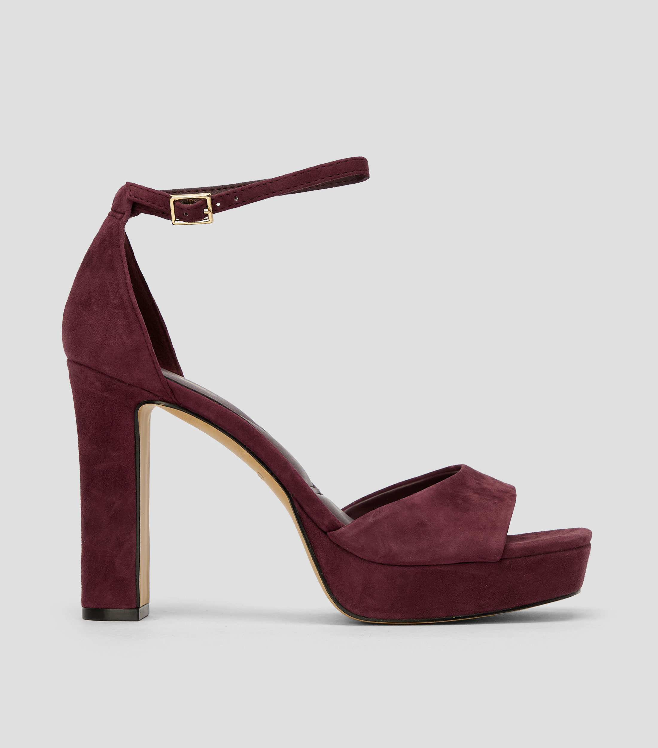 Sandalias tacón alto ancho en piel lisa Mujer