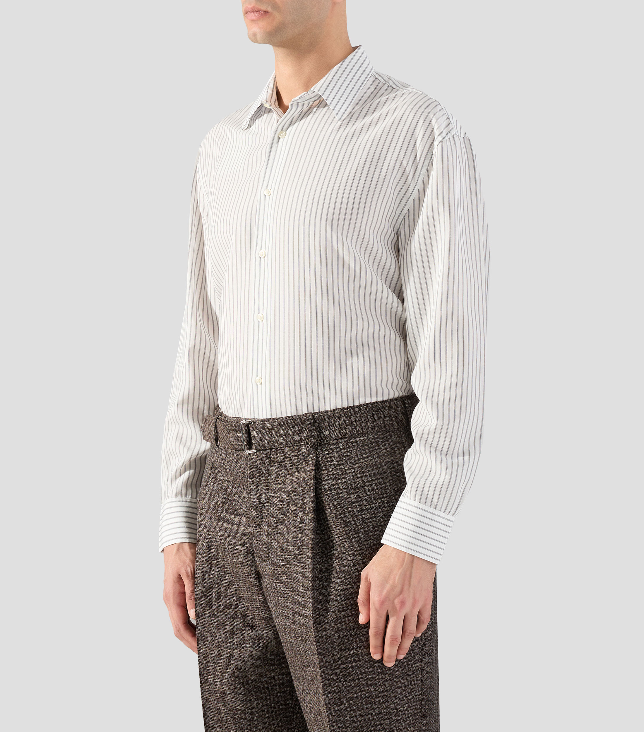 Camisa a rayas manga larga Hombre