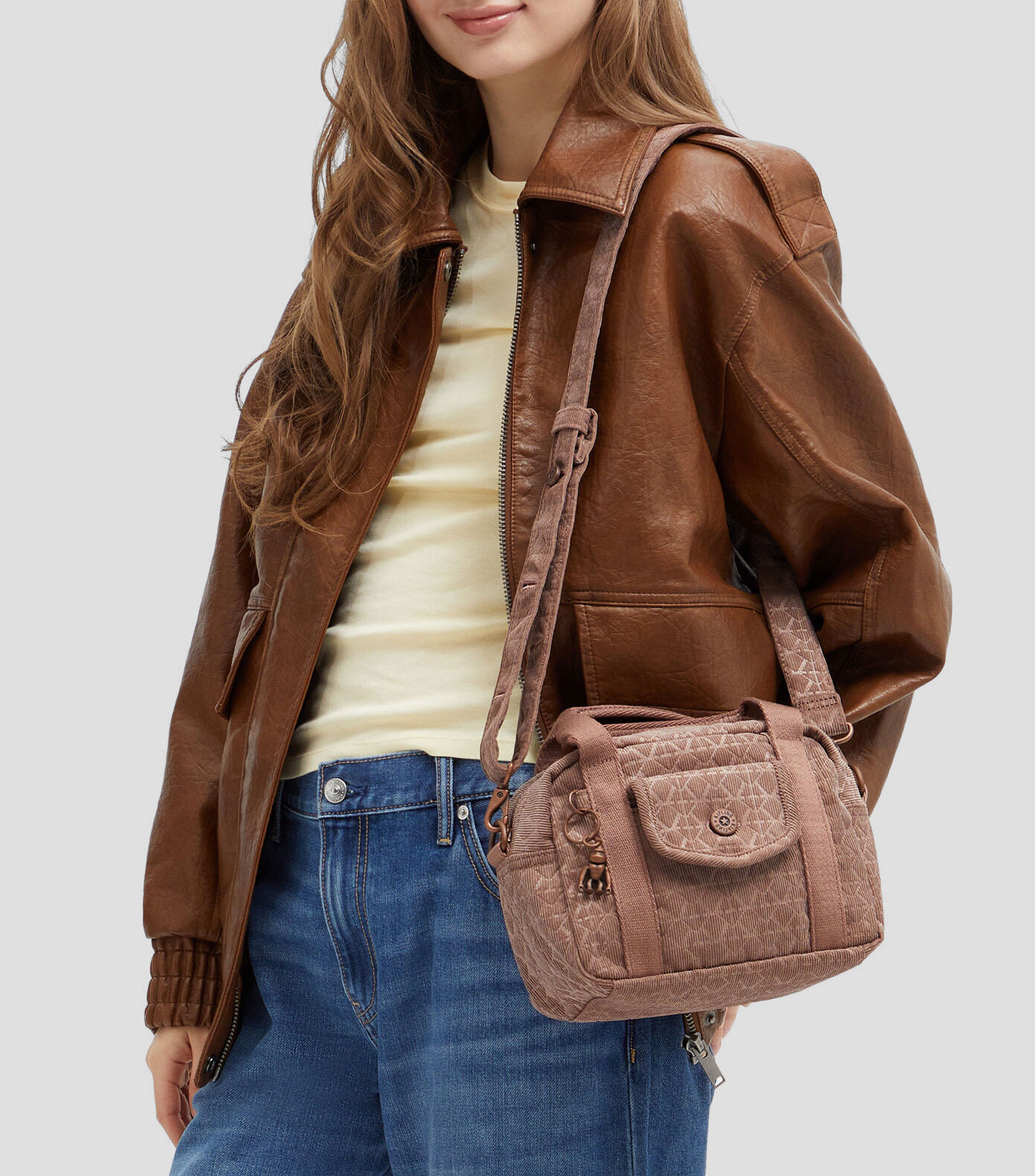 Bolsa shoulder café Kazia estampada Niña