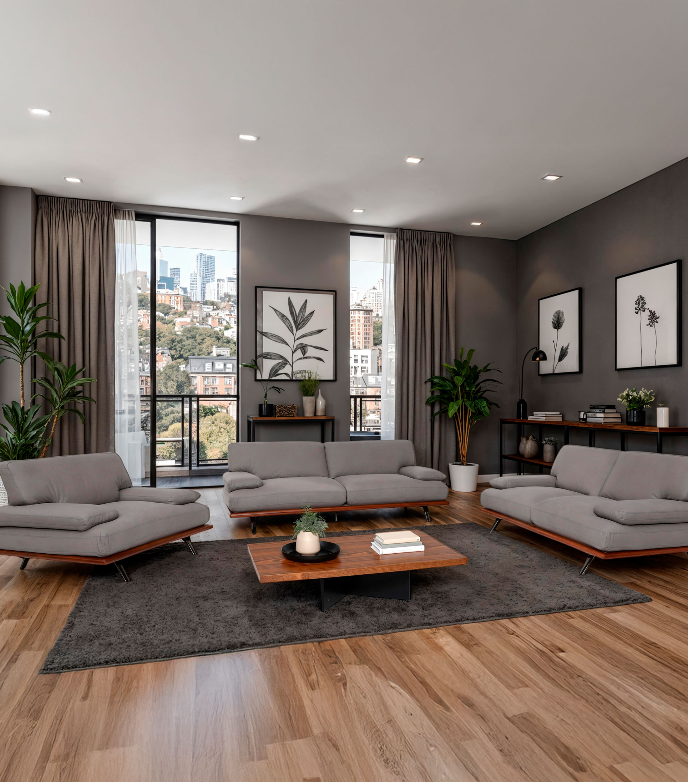 Sofa en piel Lucens Gris