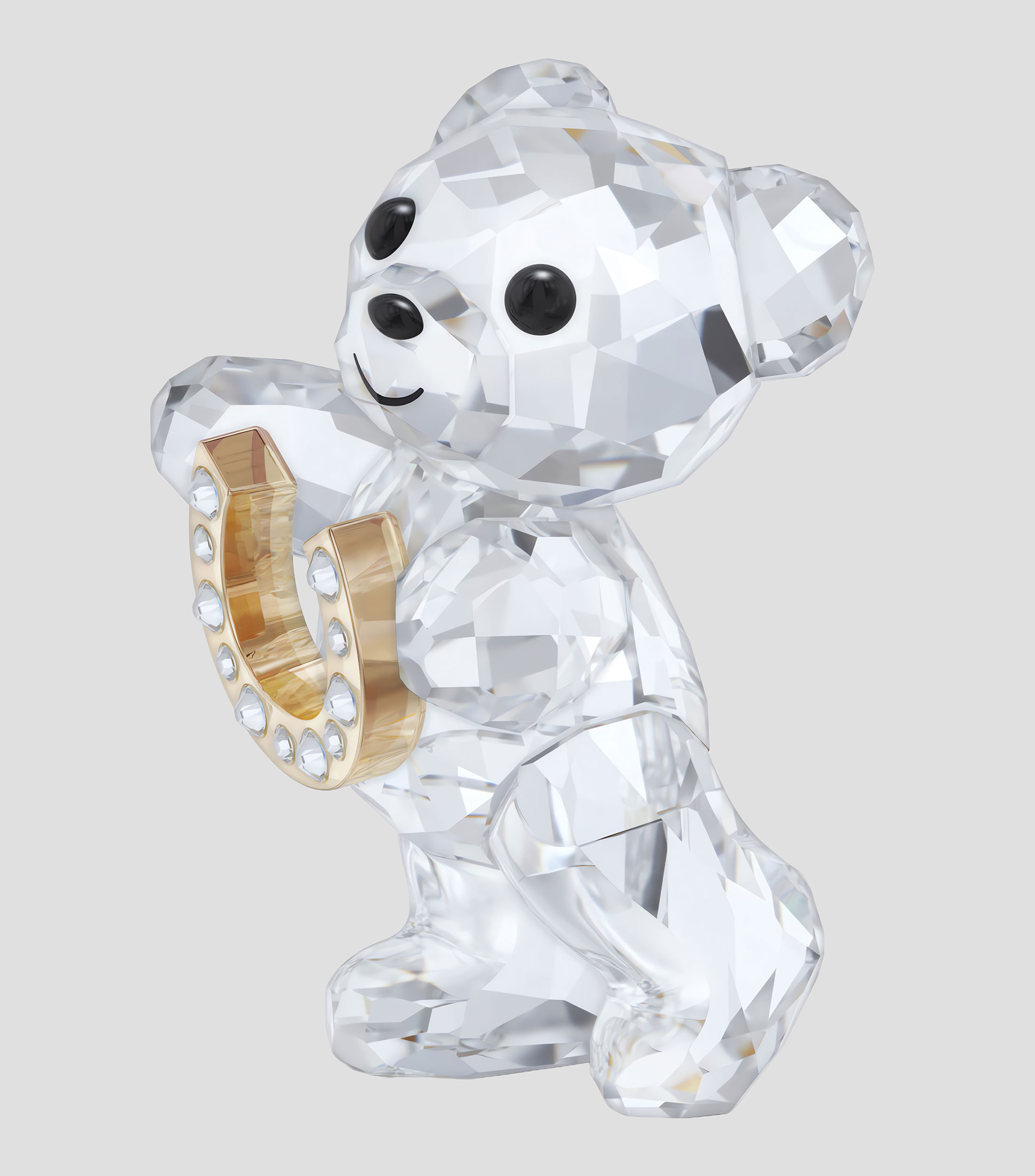 Figura decorativa Kris Bear Lucky Horseshoe en cristal