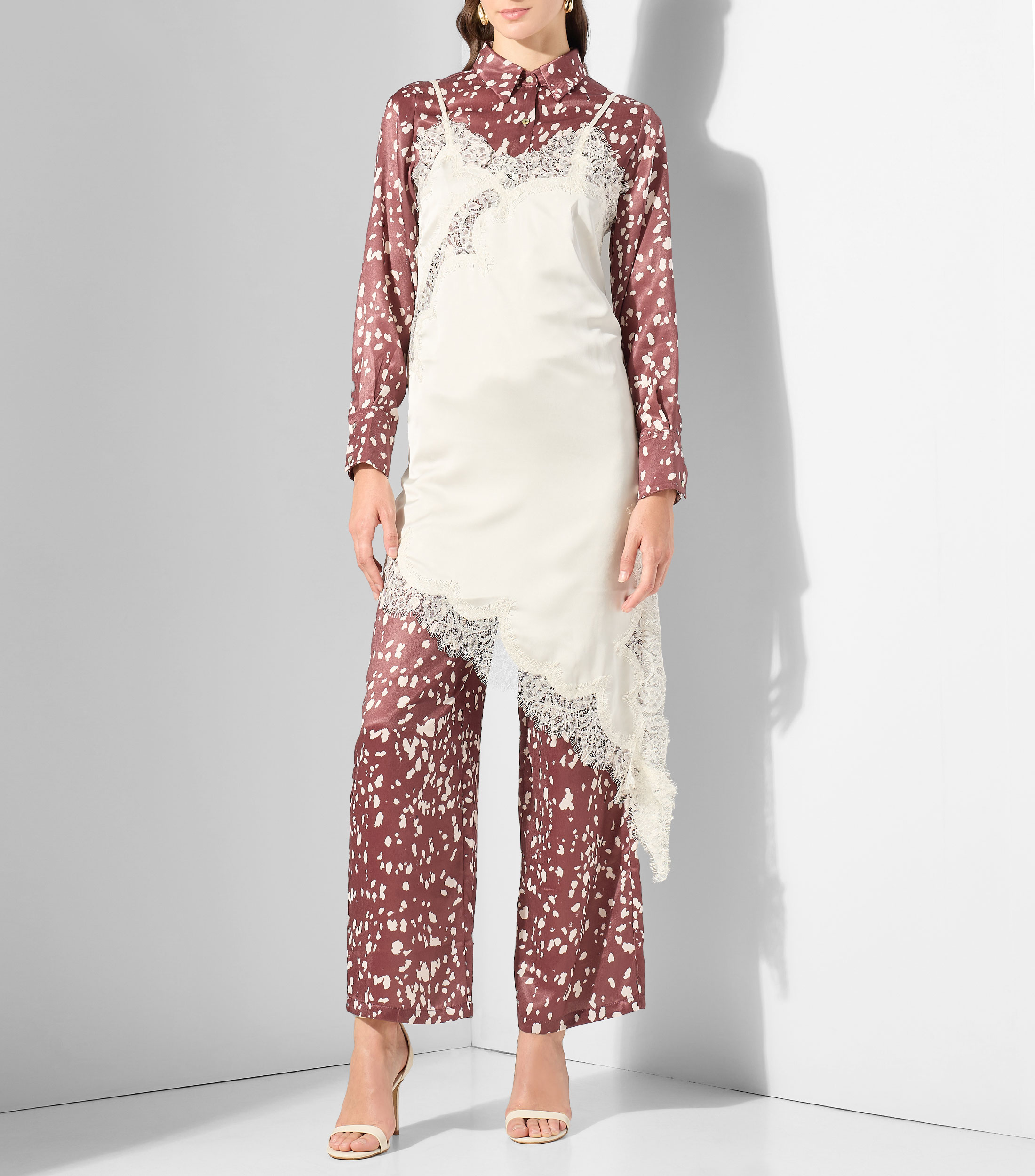 Camisa estampada manga larga Mujer