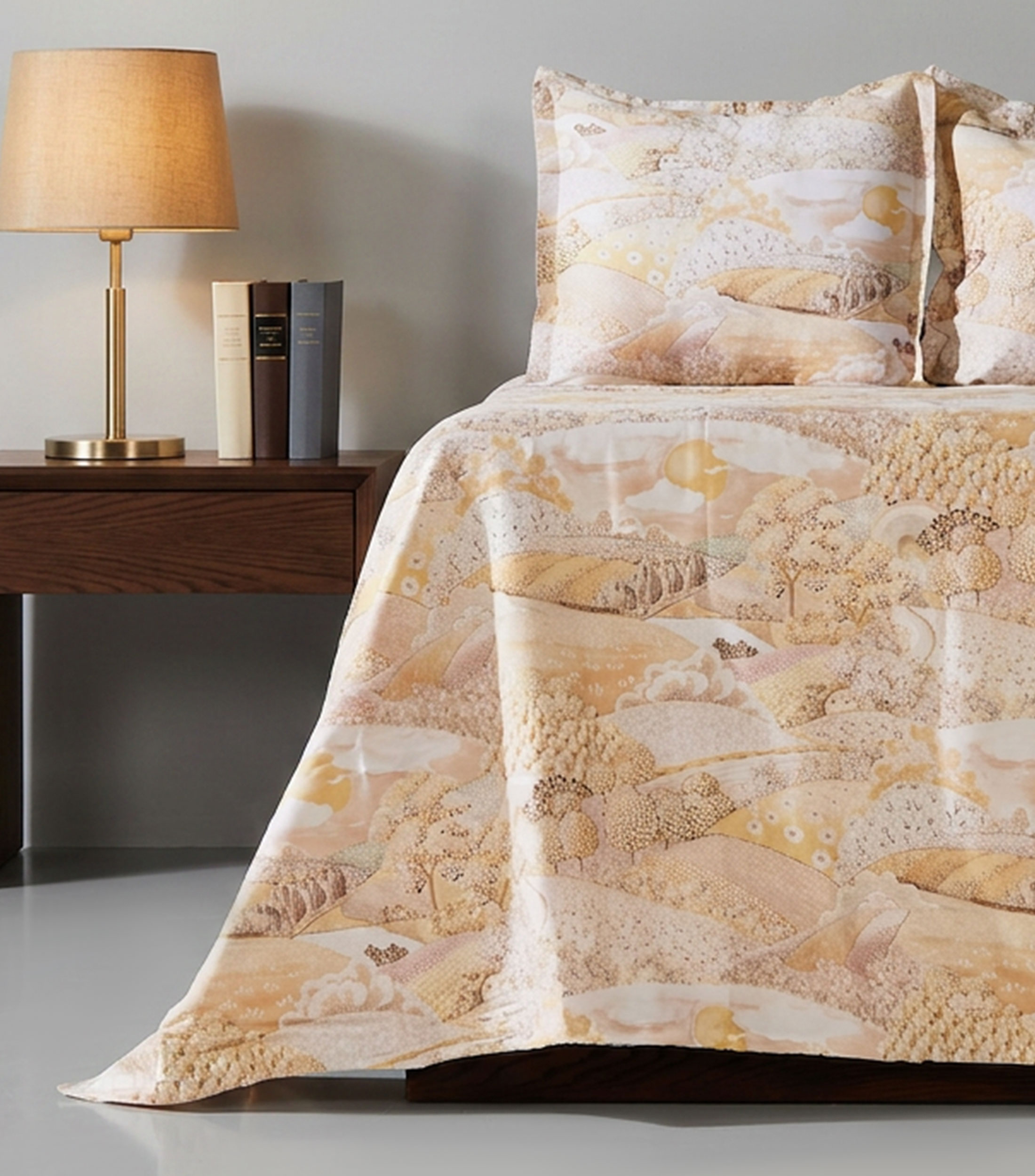 Juego de funda para duvet matrimonial/queen size de algodón Ocre
