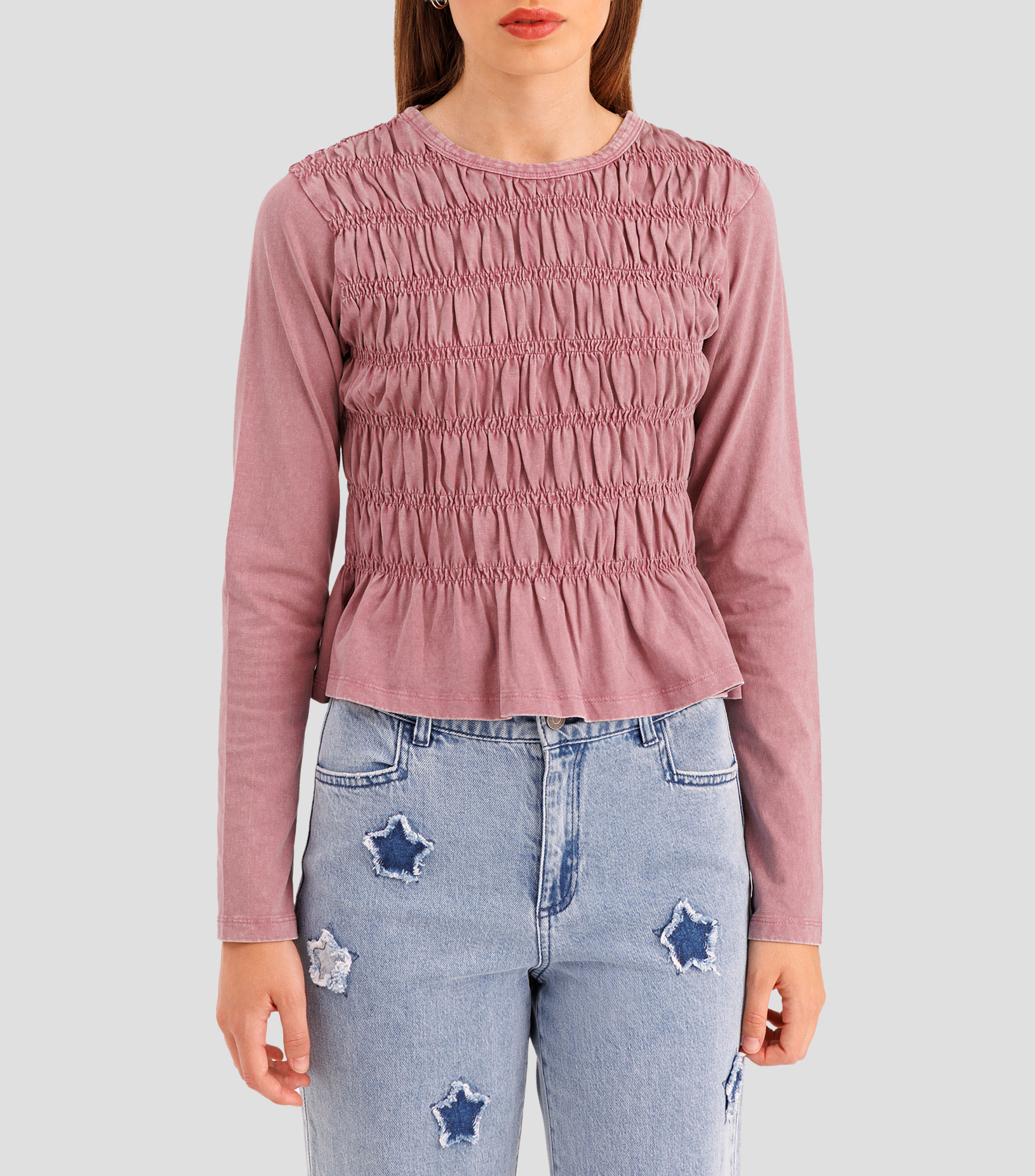 Playera cuello redondo manga larga fantasía Mujer