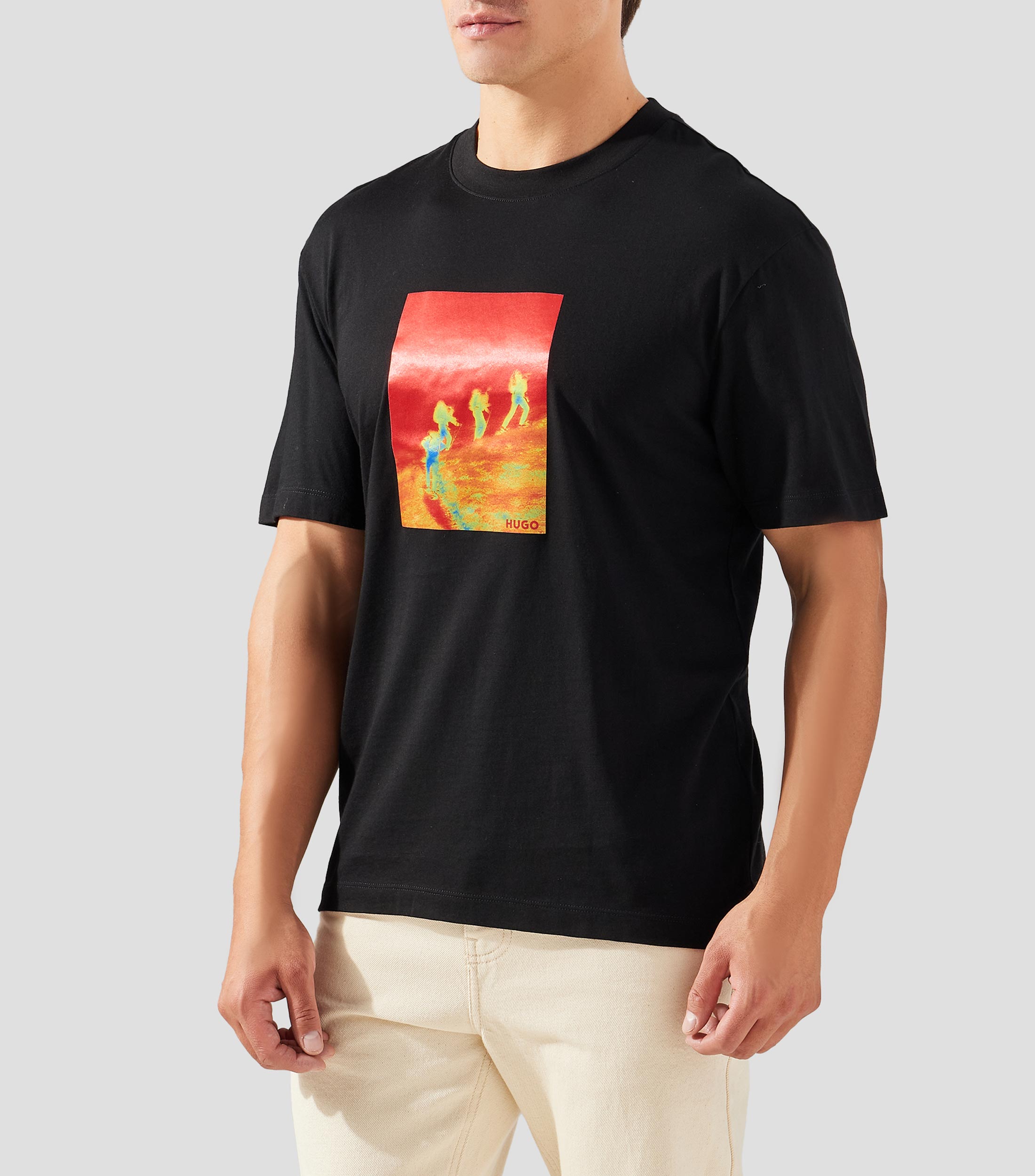 Playera cuello redondo manga corta estampada Hombre