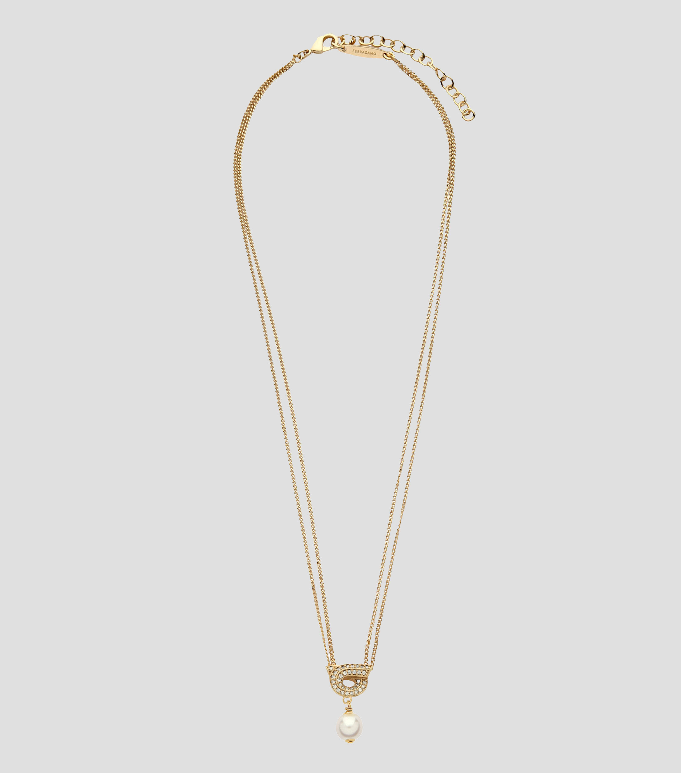 Collar colgante Gancini con perla y cristales Mujer