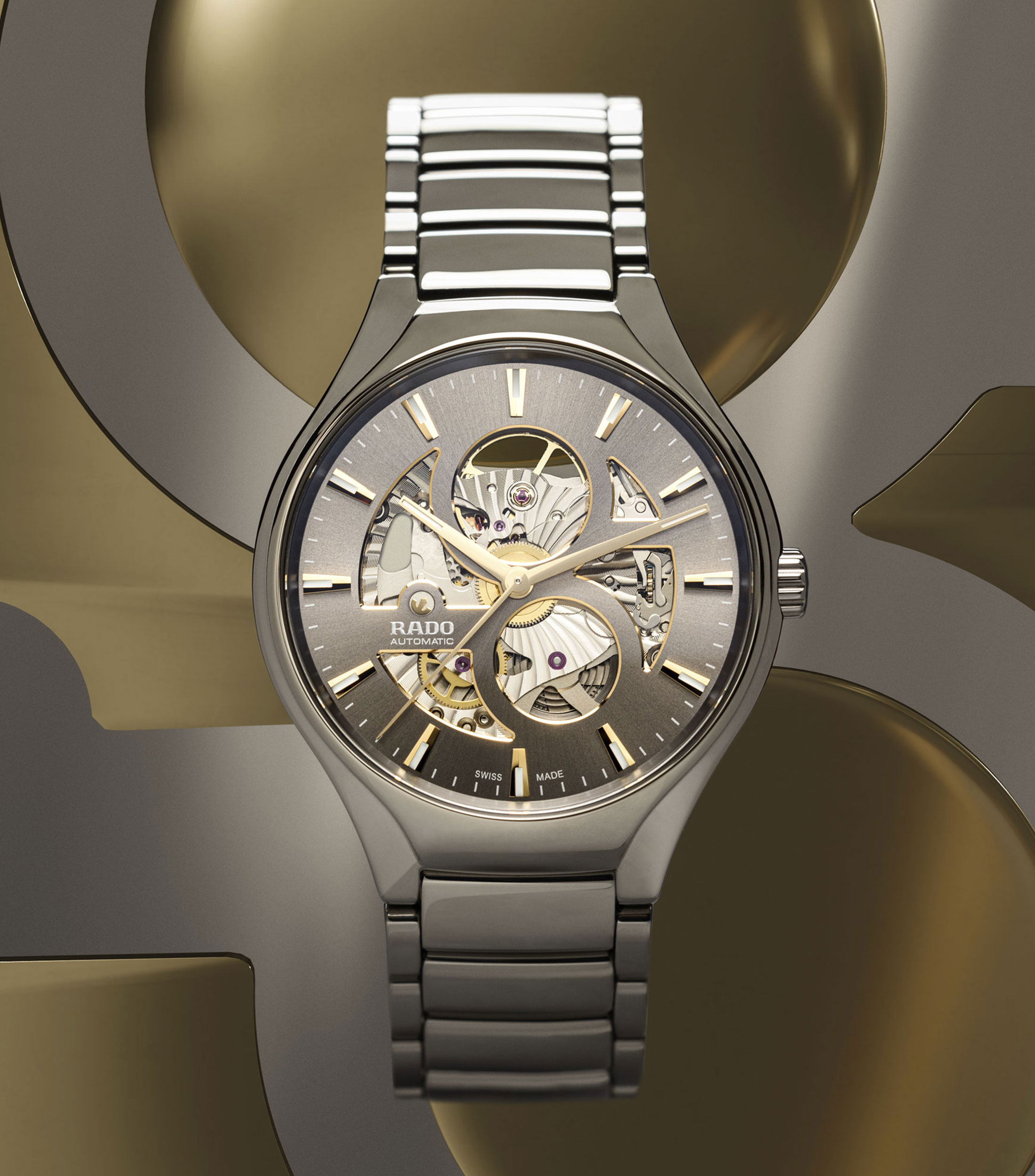 Reloj Unisex Automático True Round Open Heart Lifestyle Carátula Gris
