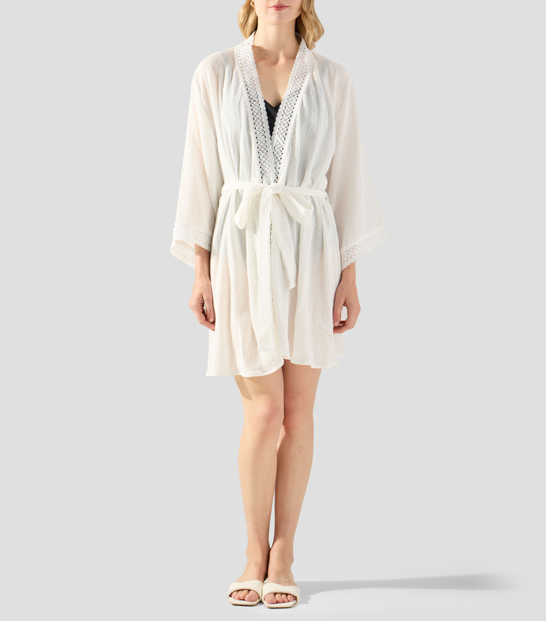 Vestido de playa corto liso Mujer