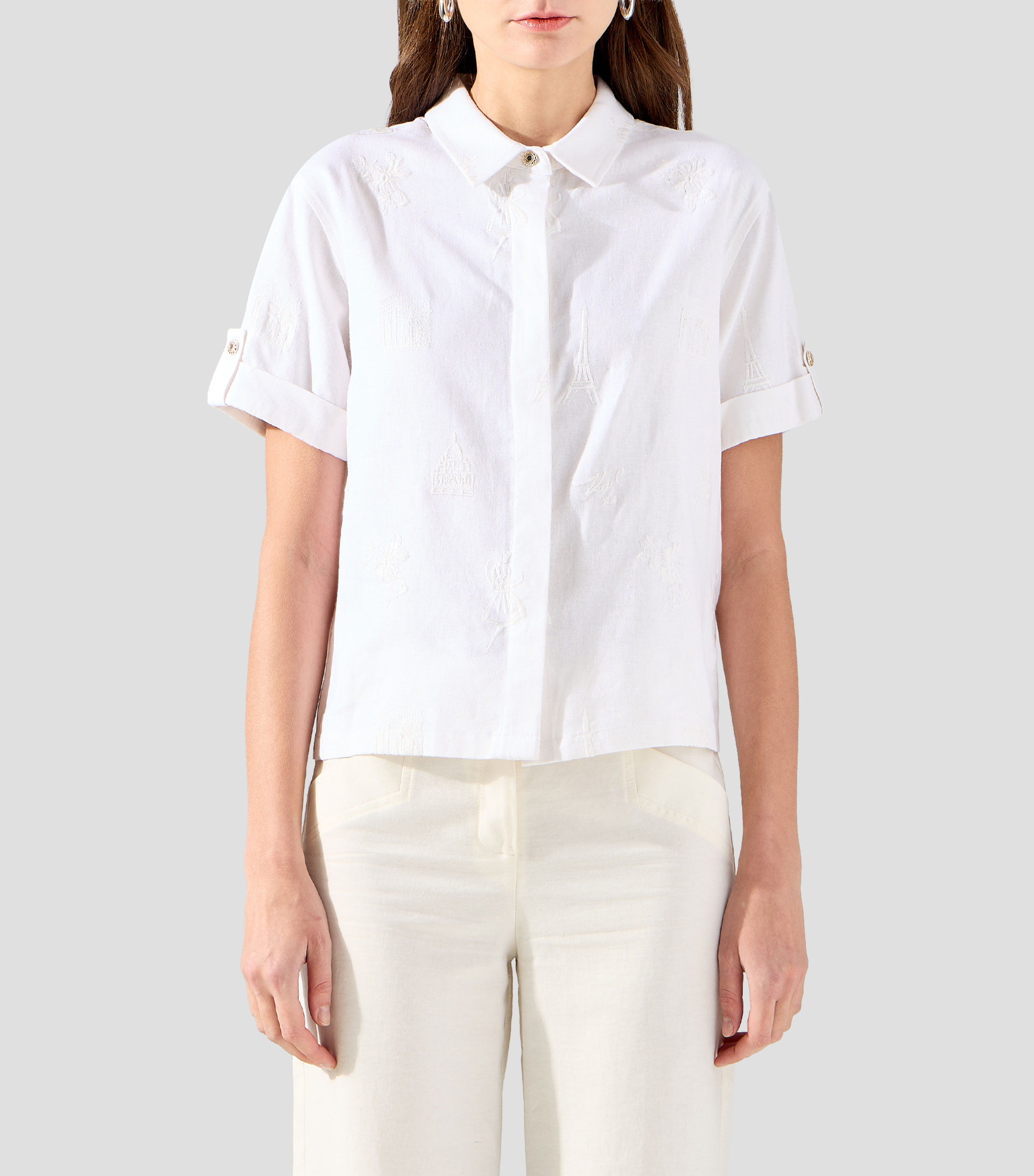 Camisa lisa manga corta Mujer