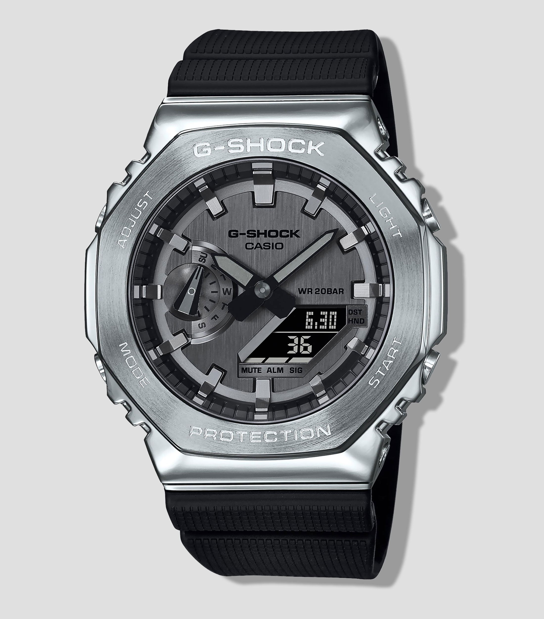 Reloj para Hombre G-Shock GA2100 Casual, Plateado, Negro