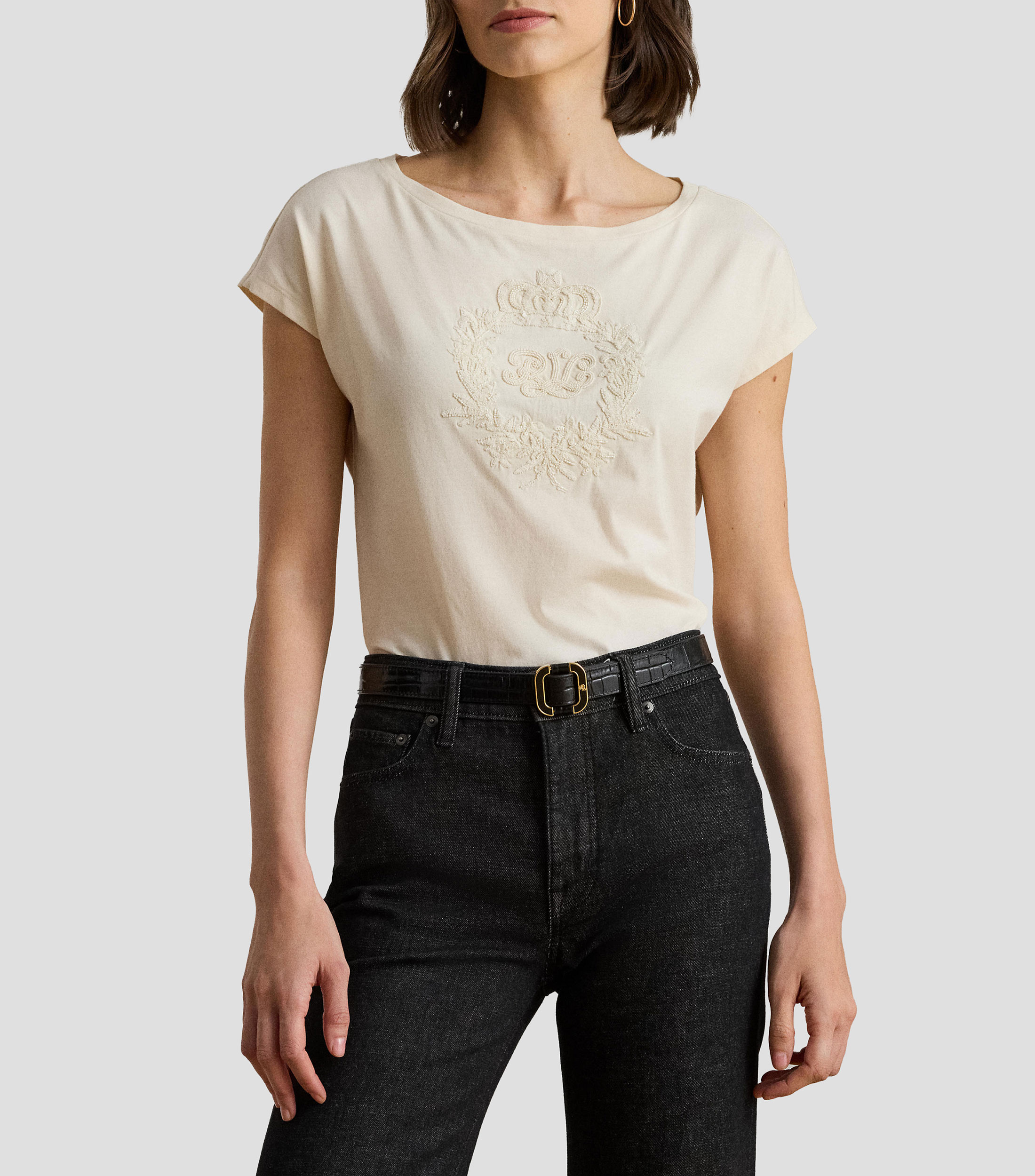 Playera cuello barco manga corta lisa Mujer