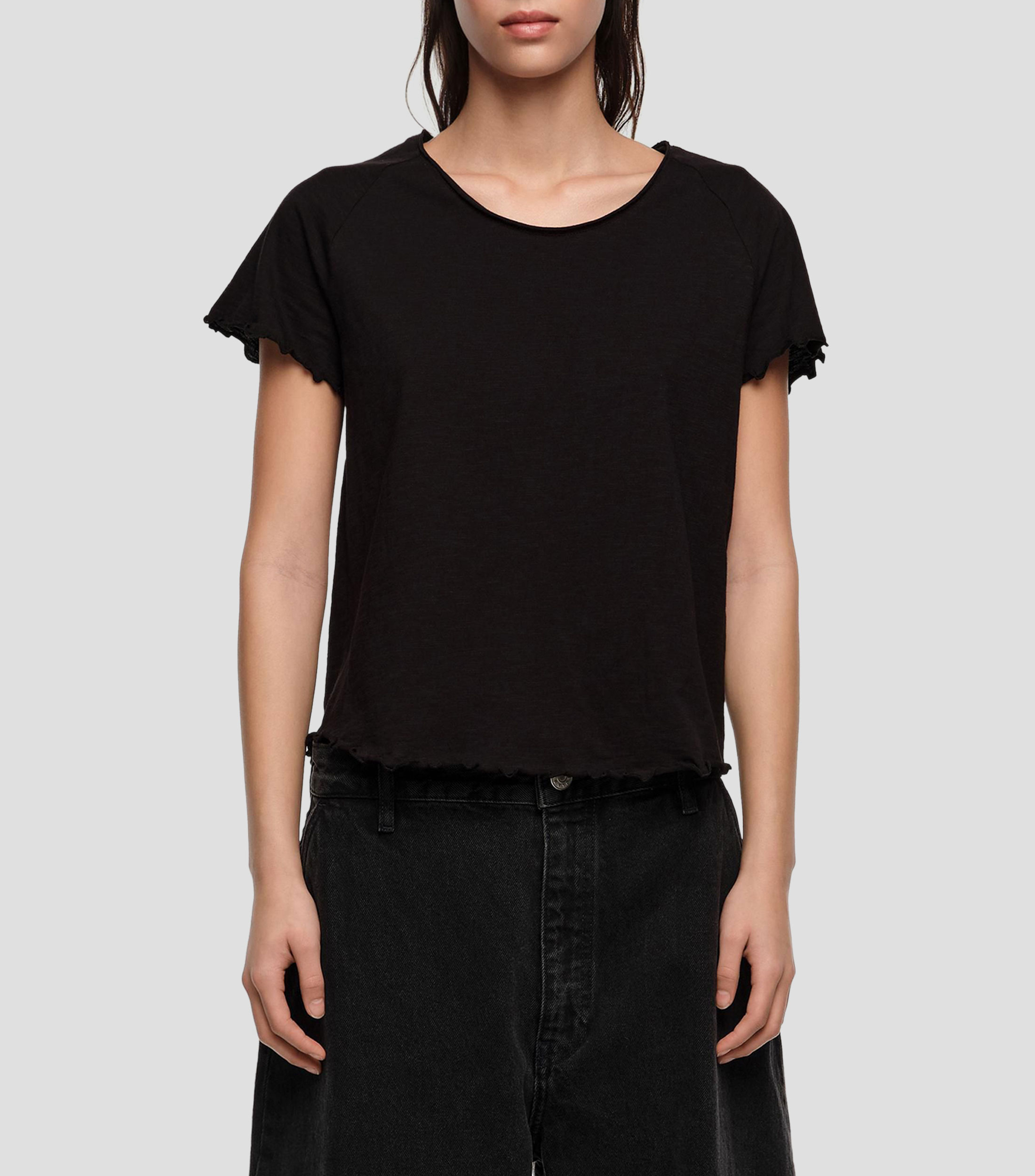Playera ajustada ranglán negra Mujer