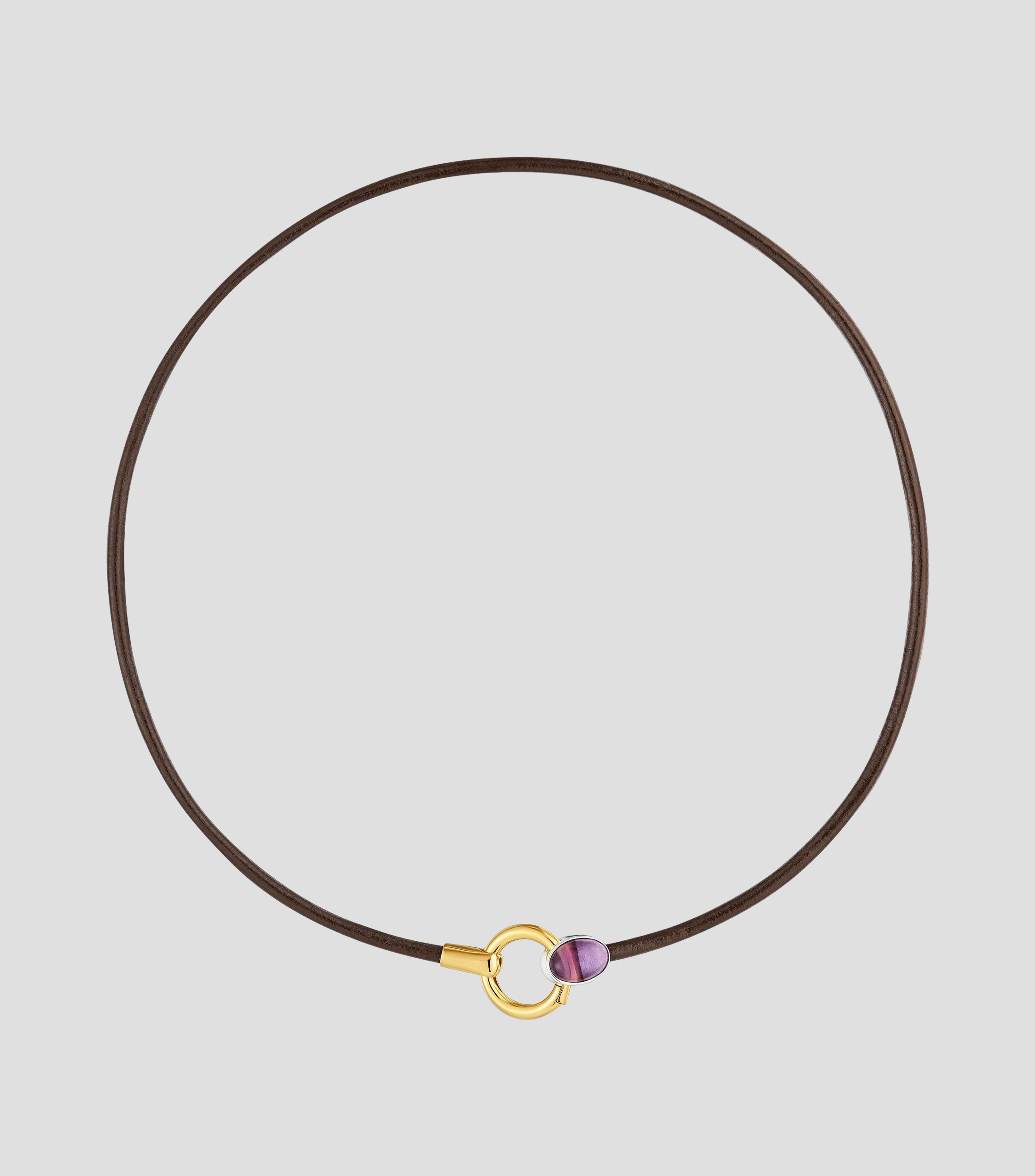 Collar Ovalado en Plata .925 y Baño de oro de 18 Kilates con Amatista Gem Power Mujer