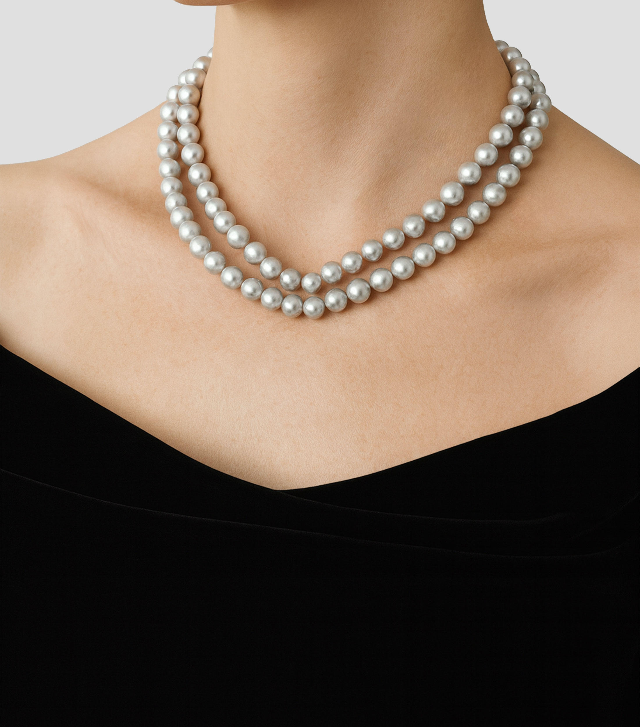 Collar doble con perlas Mujer