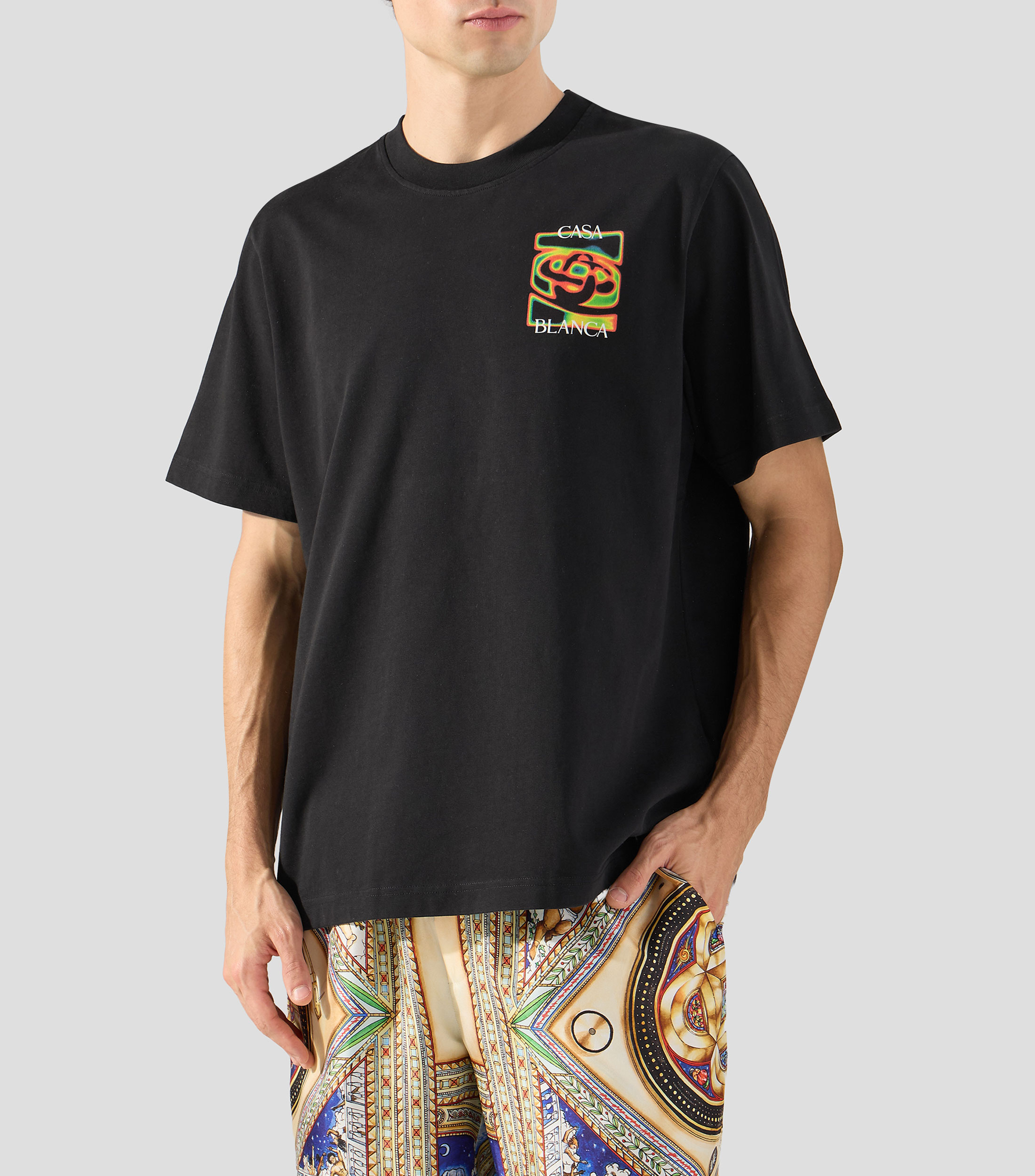 Playera de cuello redondo con manga corta estampada Hombre