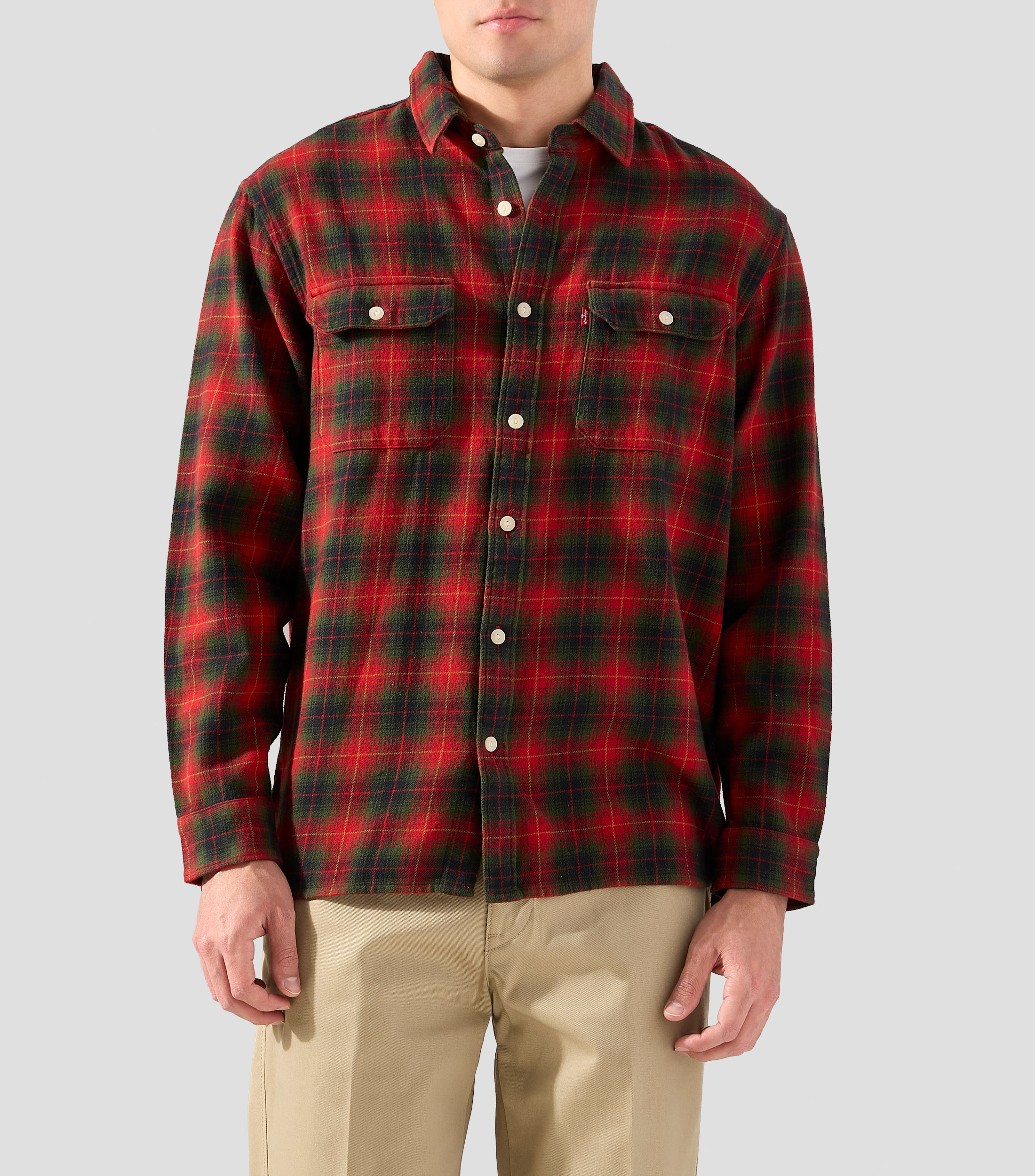 Camisa de cuadros manga larga Hombre