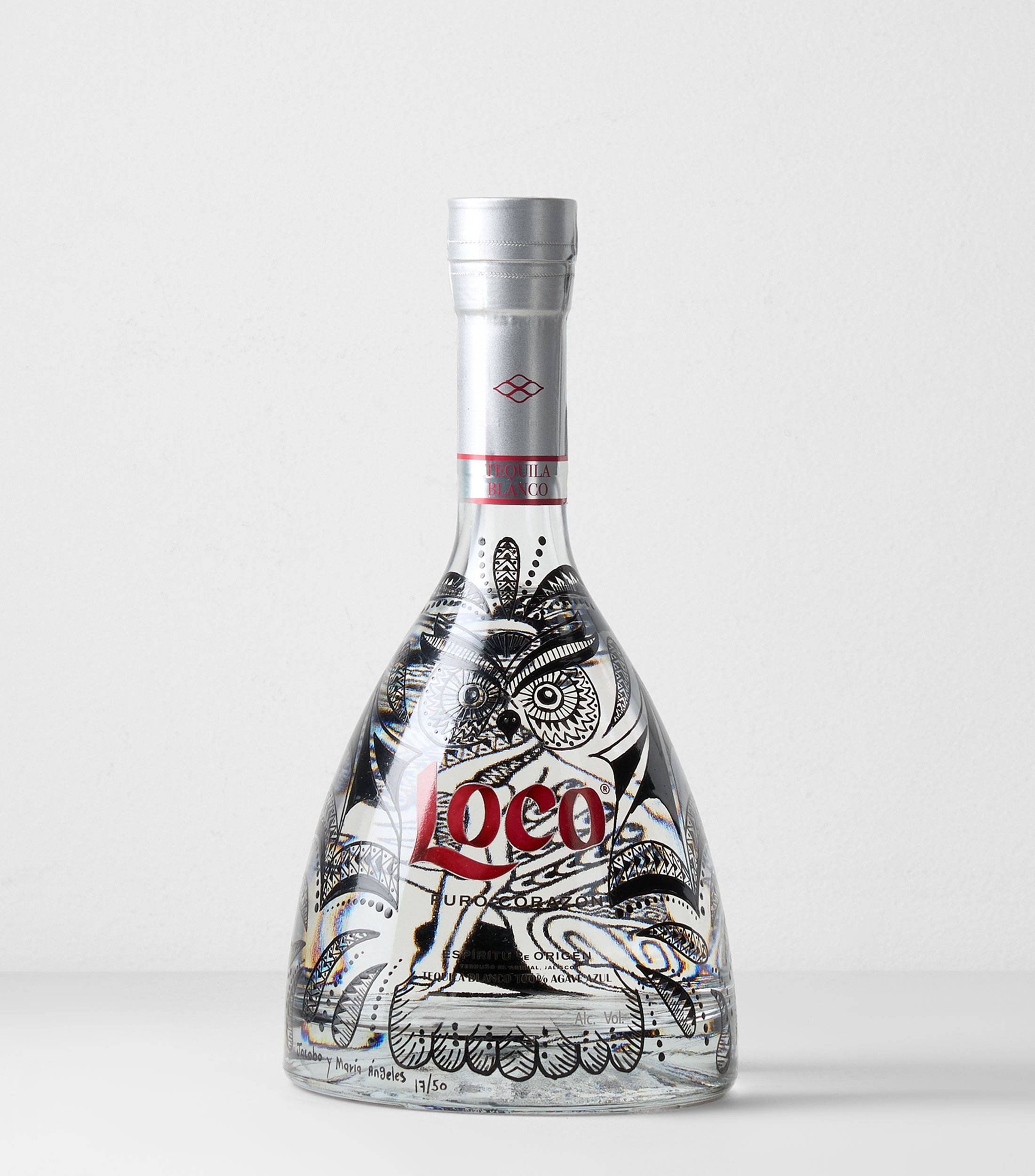 Tequila blanco Loco Puro Corazón - Edición Limitada: Día de Muertos, Jacobo y María Ángeles, 750 ml