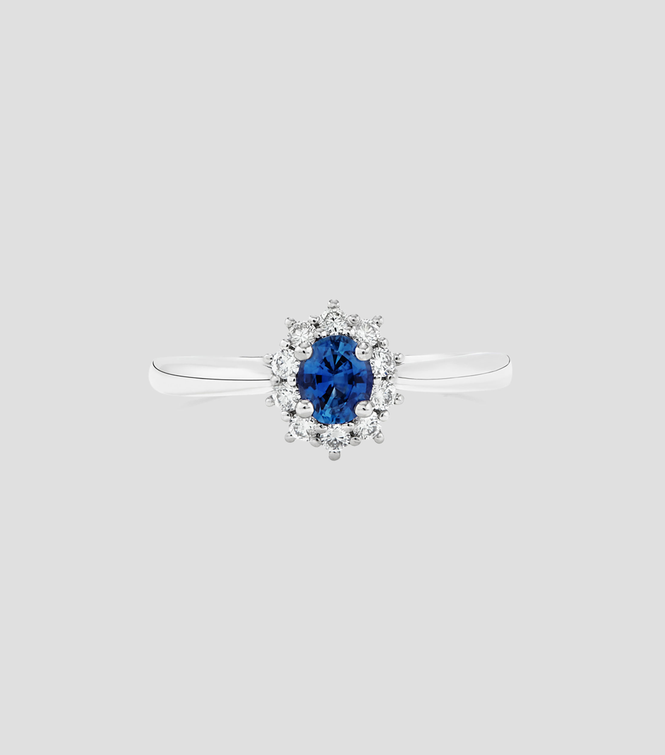 Anillo en Oro blanco de 18 Kilates con zafiro Mujer