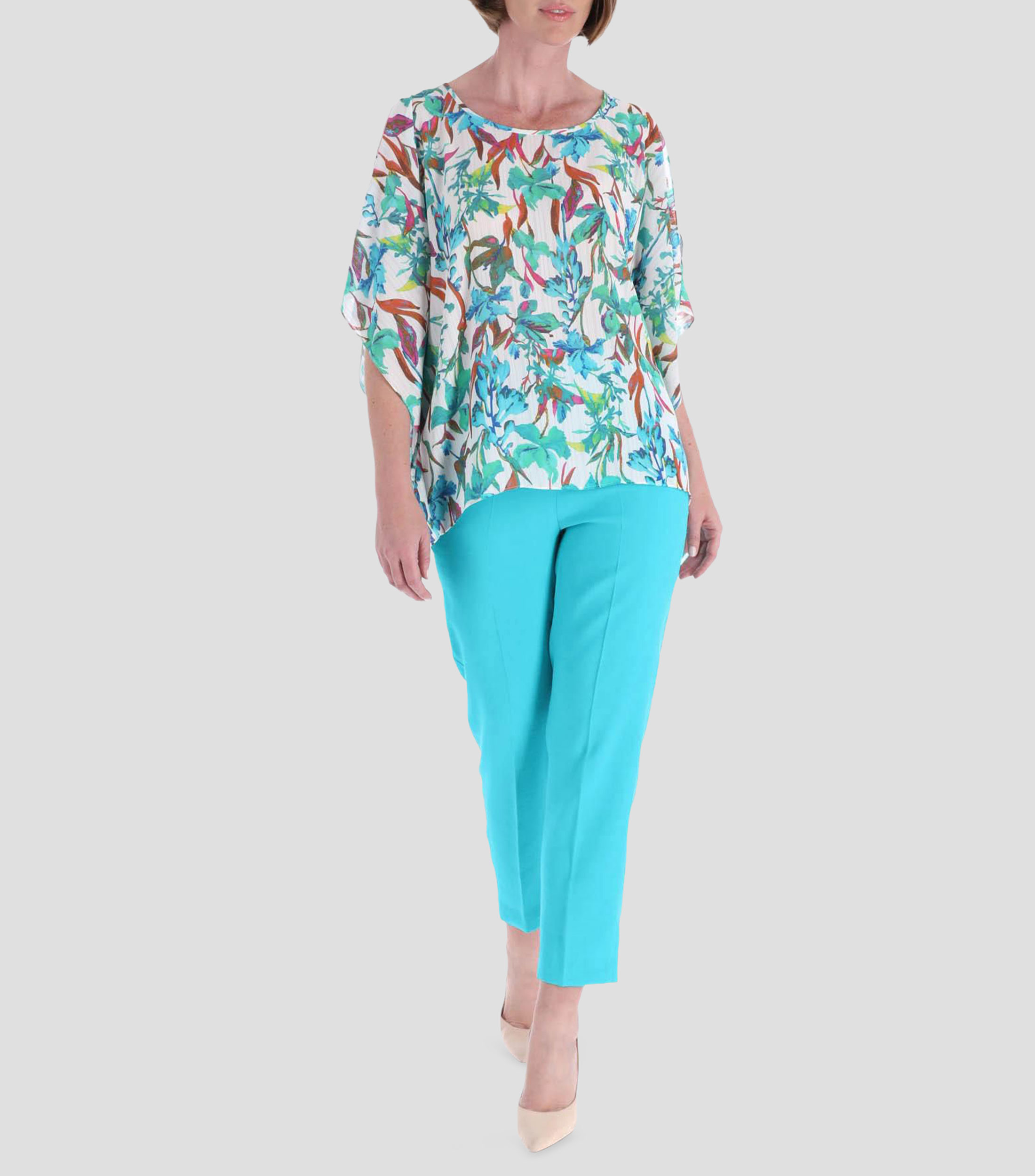 Blusa estampada manga corta Mujer