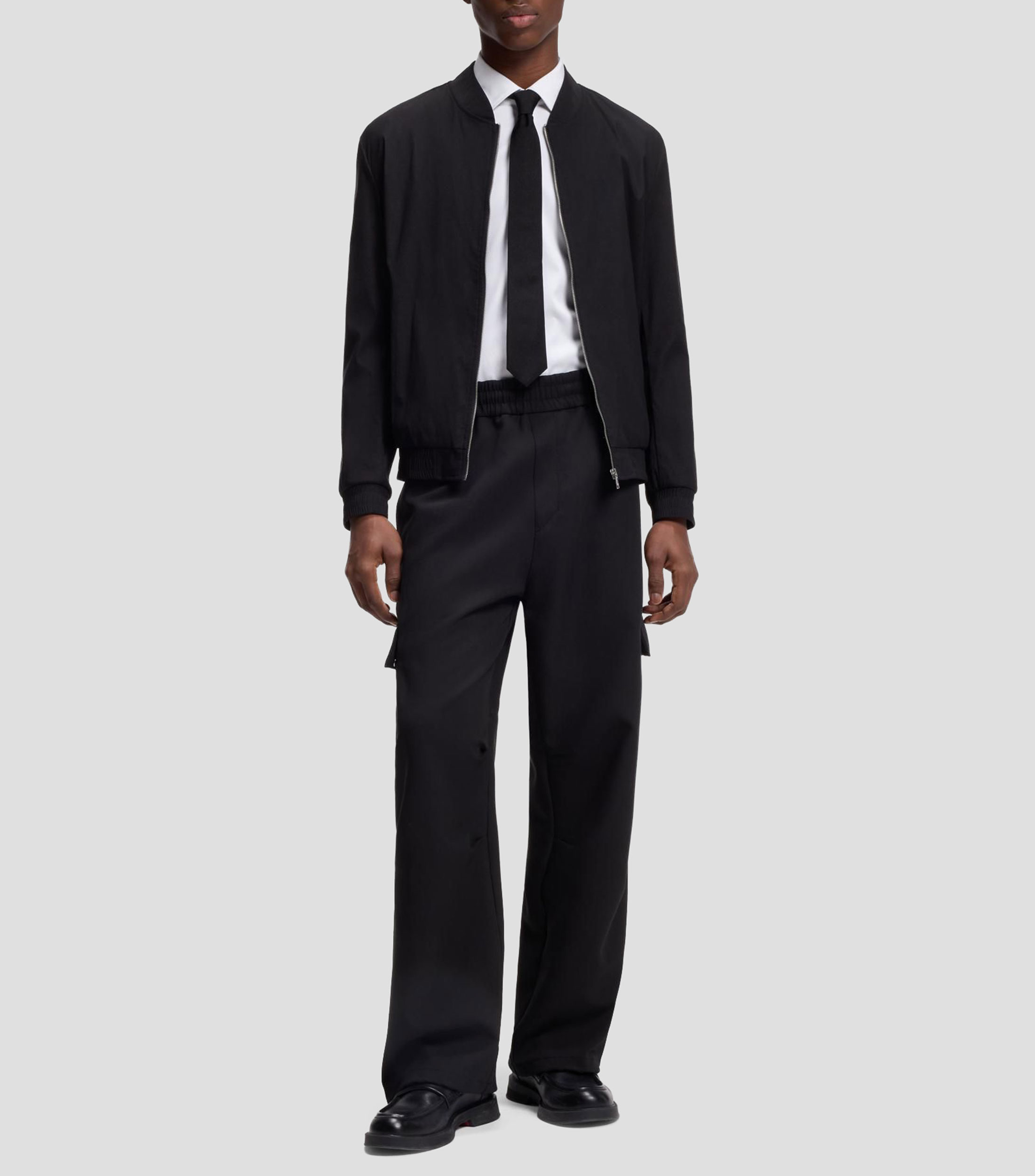 Camisa slim fit de sarga elástica Hombre