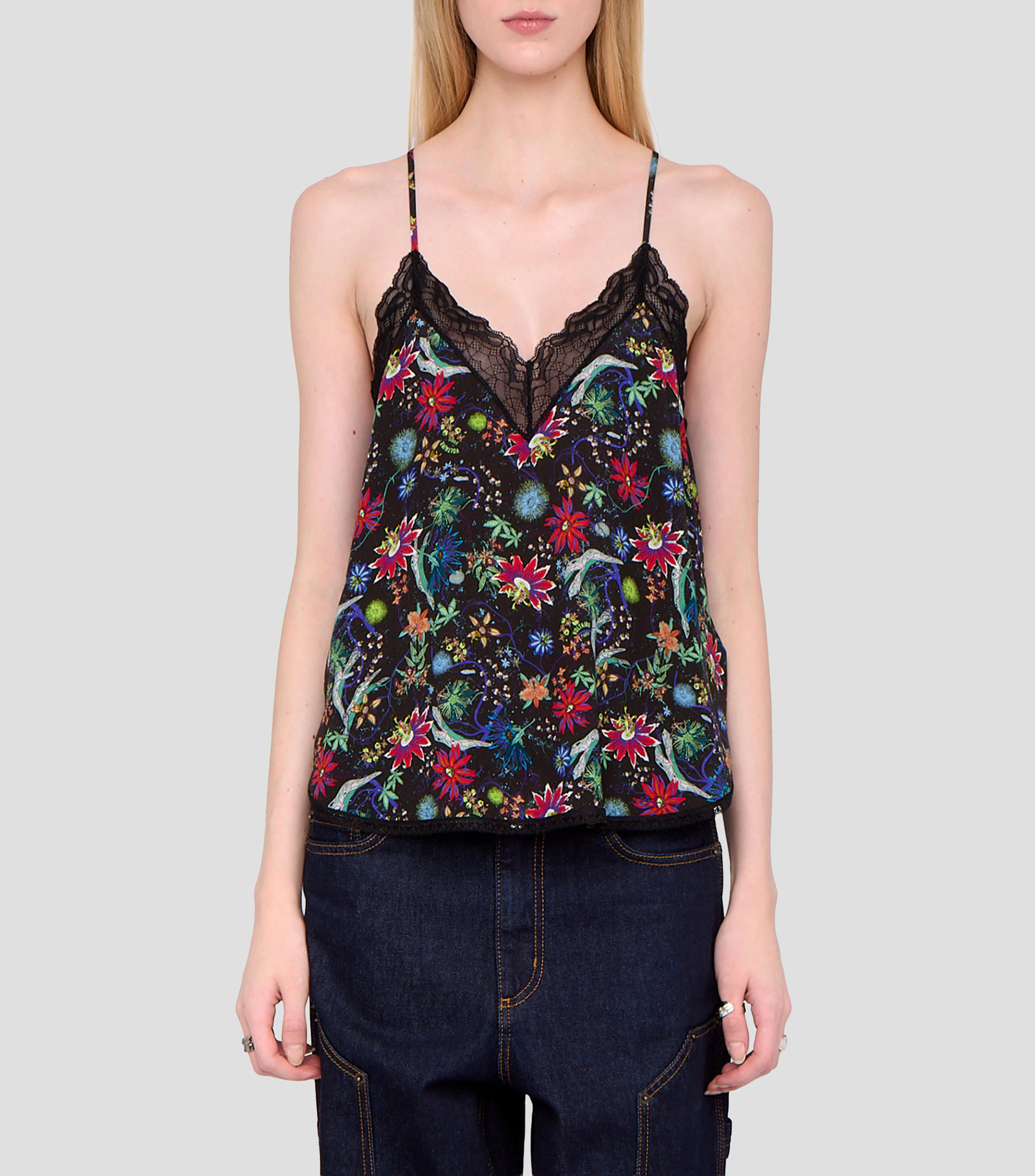 Blusa estampada sin mangas Mujer
