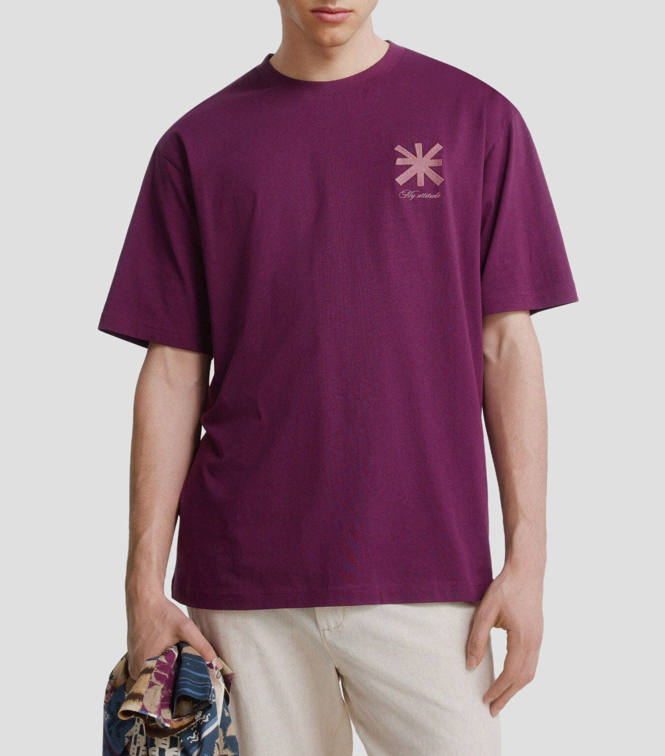 Playera cuello redondo manga corta con estampado Hombre