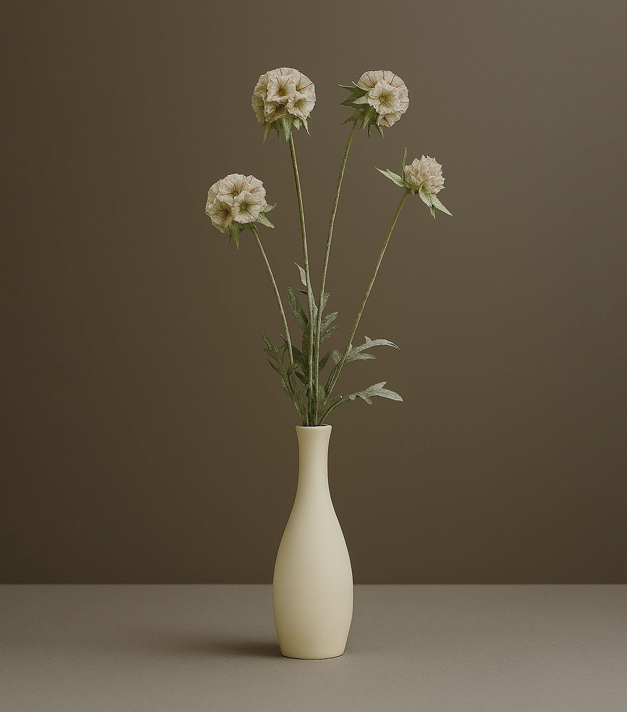 Flor Decorativa Scabiosa Blanca