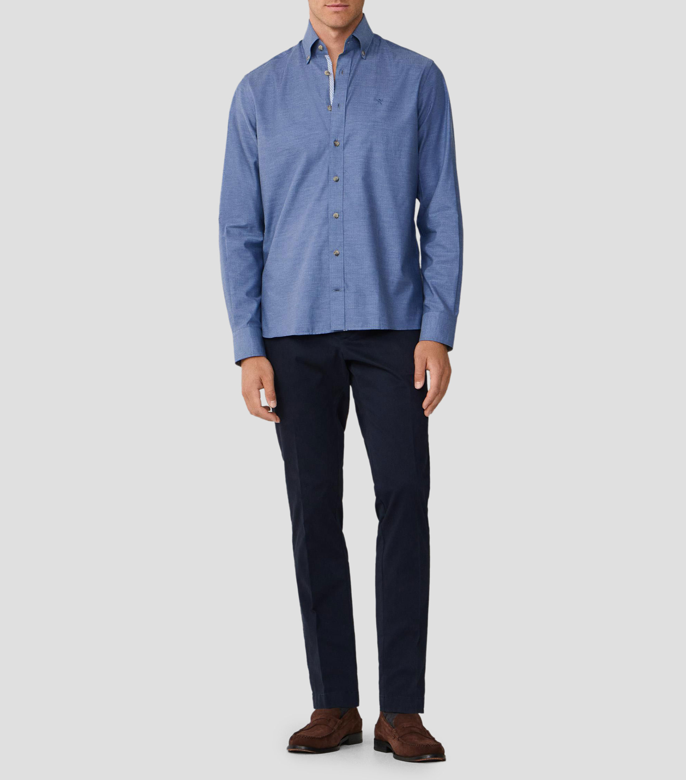 Camisa lisa manga larga Hombre