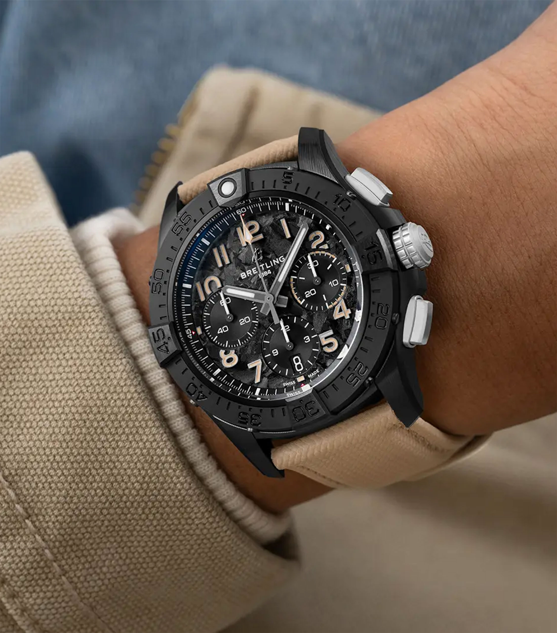 Reloj para hombre Avenger B01 Chronograph 42 Night Mission Casual Negro