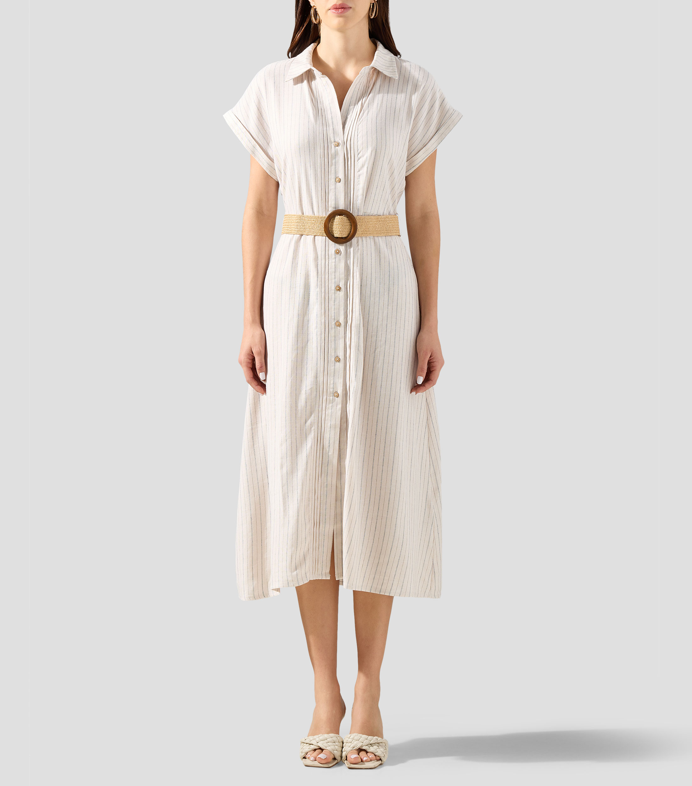 Vestido largo con rayas Mujer