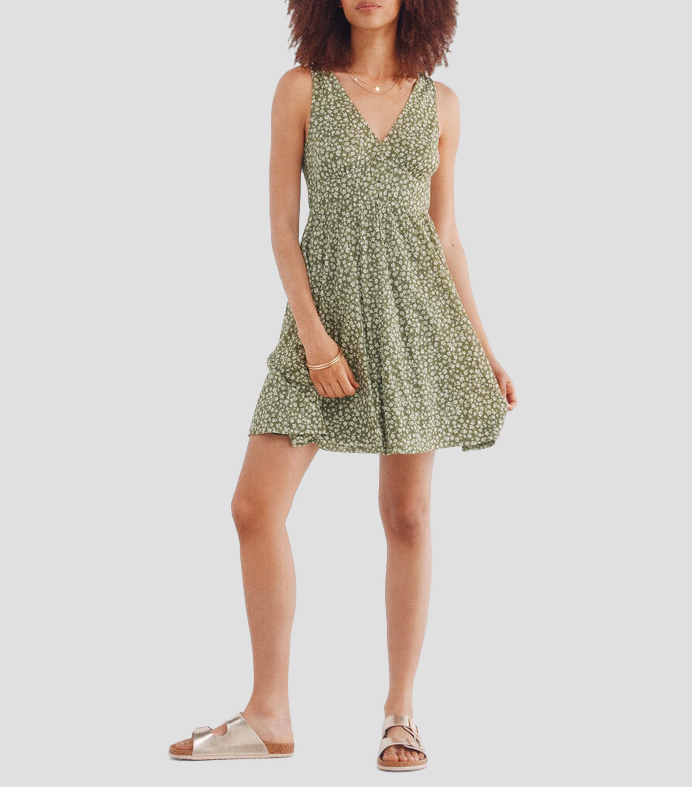 Vestido corto con flores Mujer