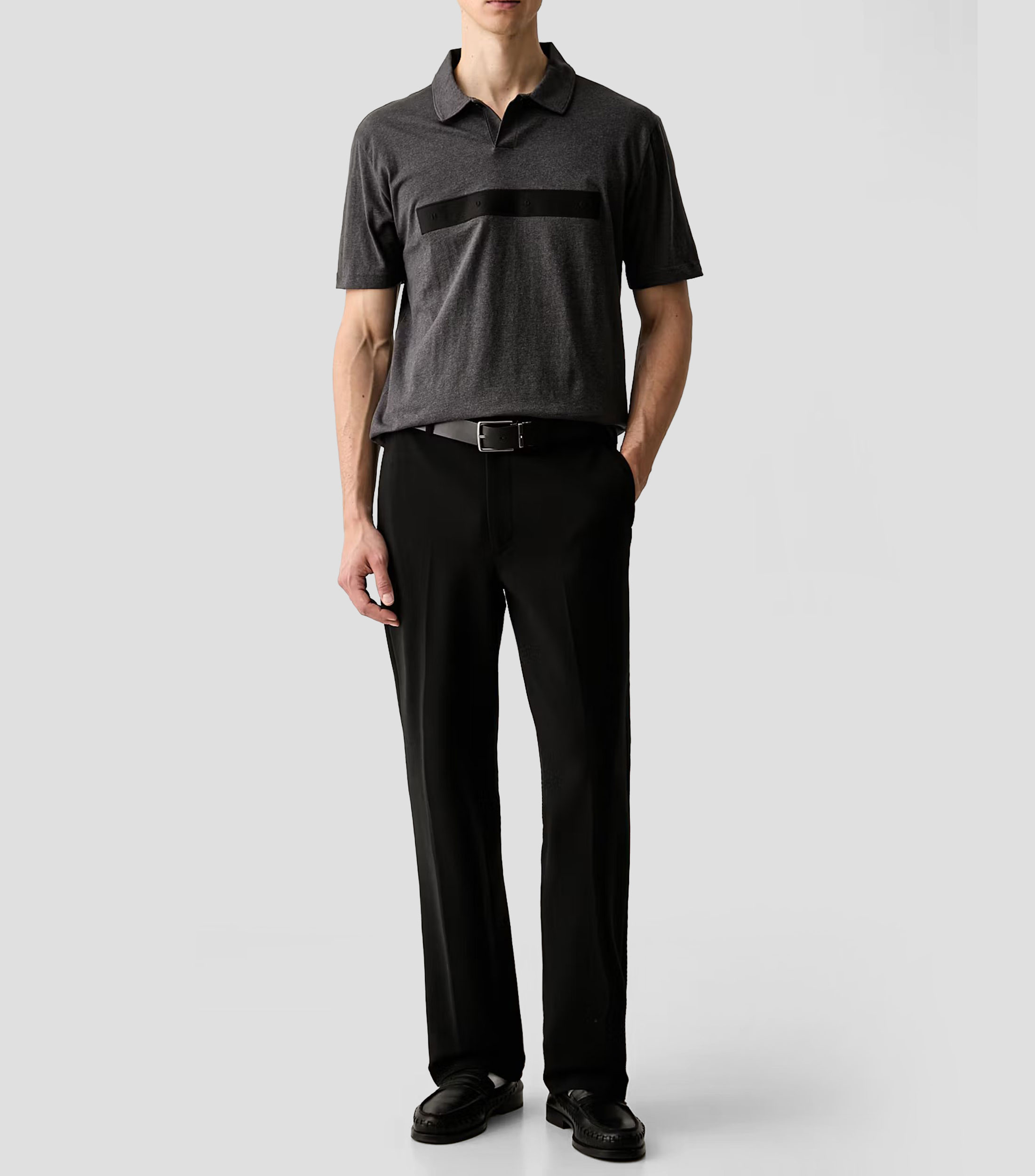Playera tipo polo manga corta jaspeada Hombre
