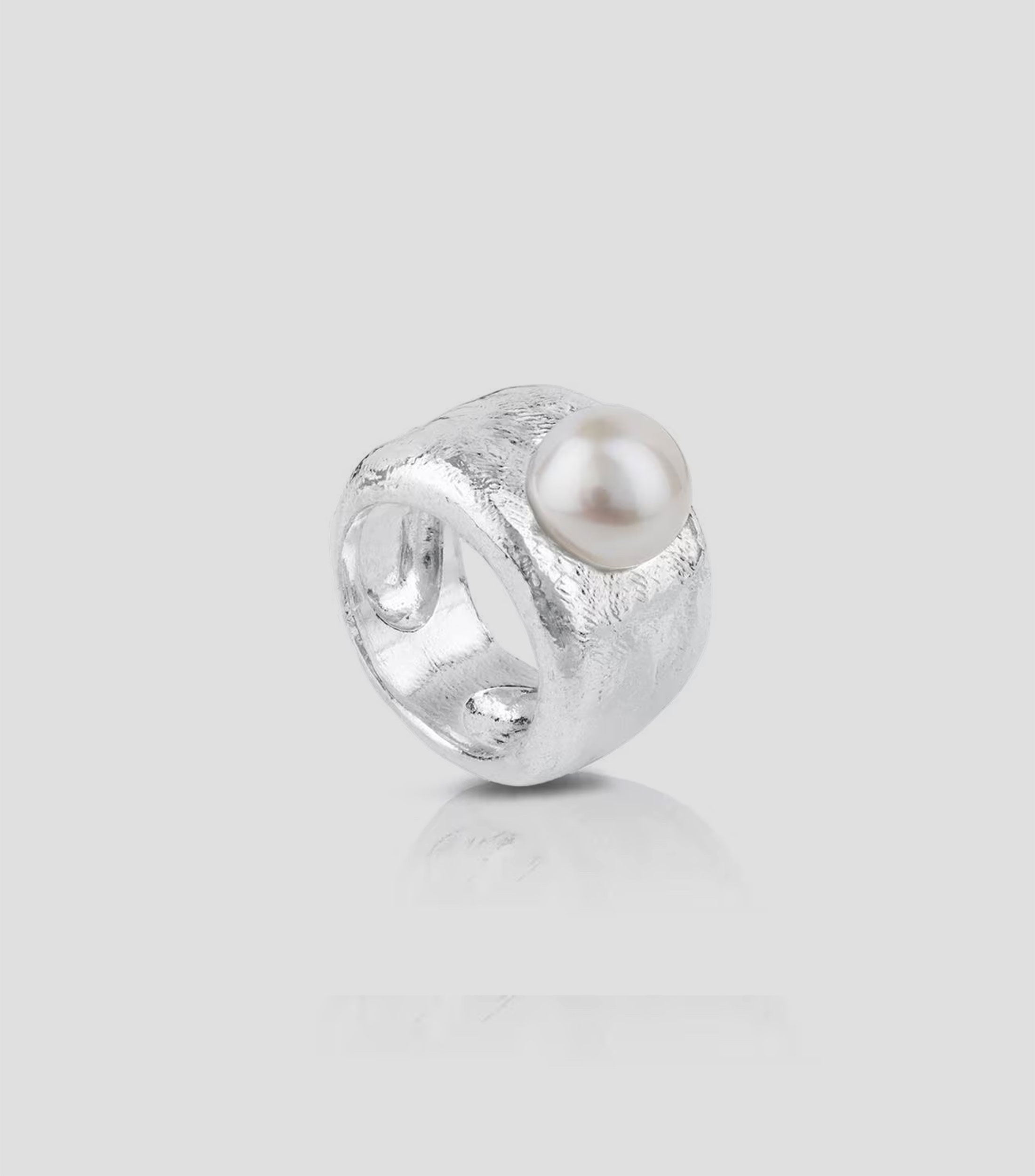Anillo en plata con perla Mujer