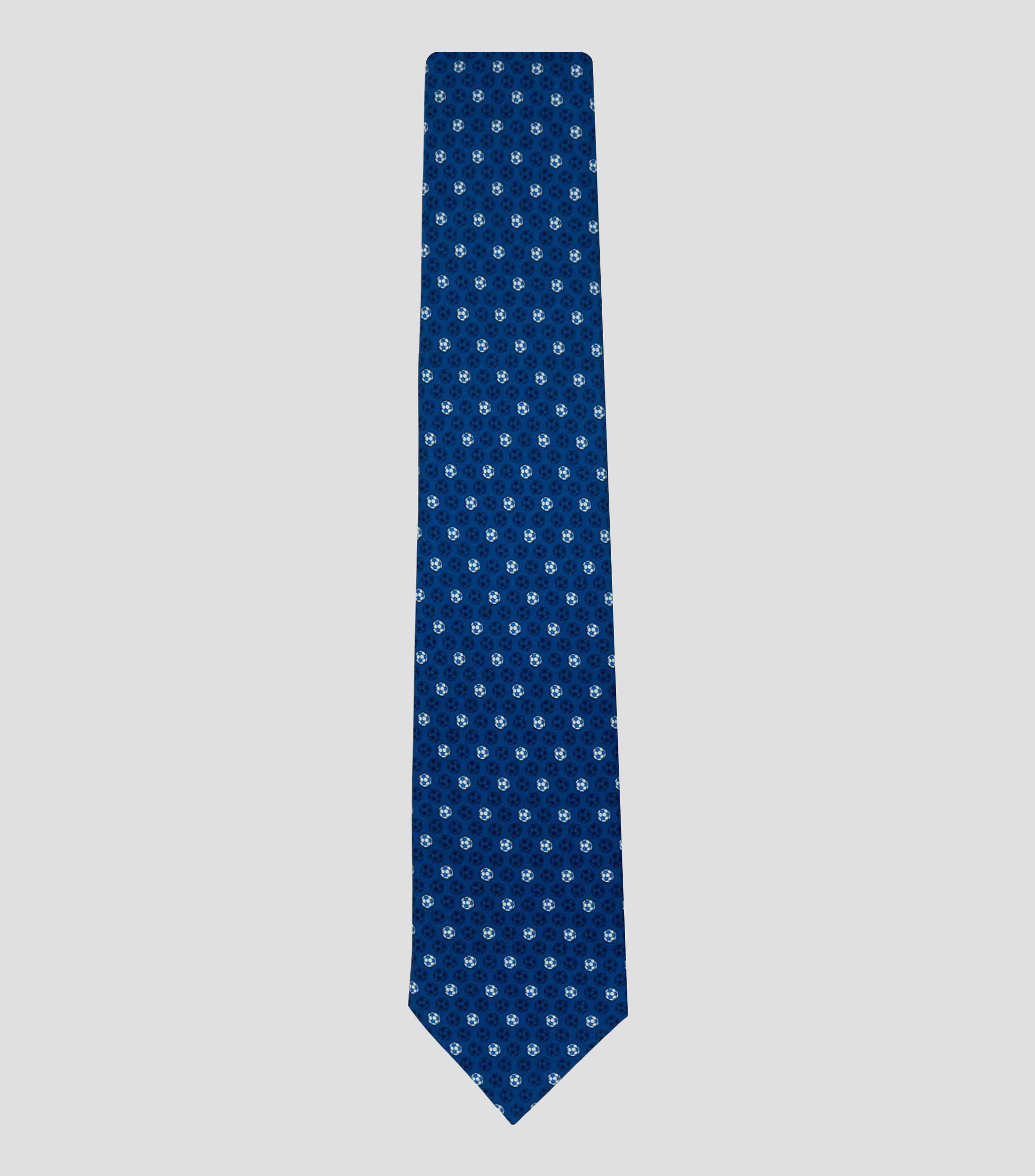Corbata ancha de seda azul marino estampada