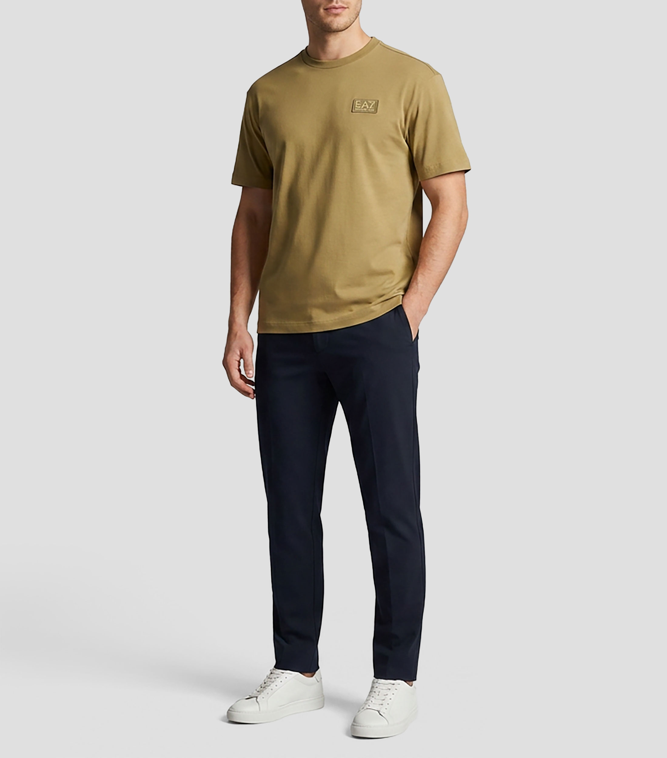 Playera cuello redondo manga corta sólido Hombre