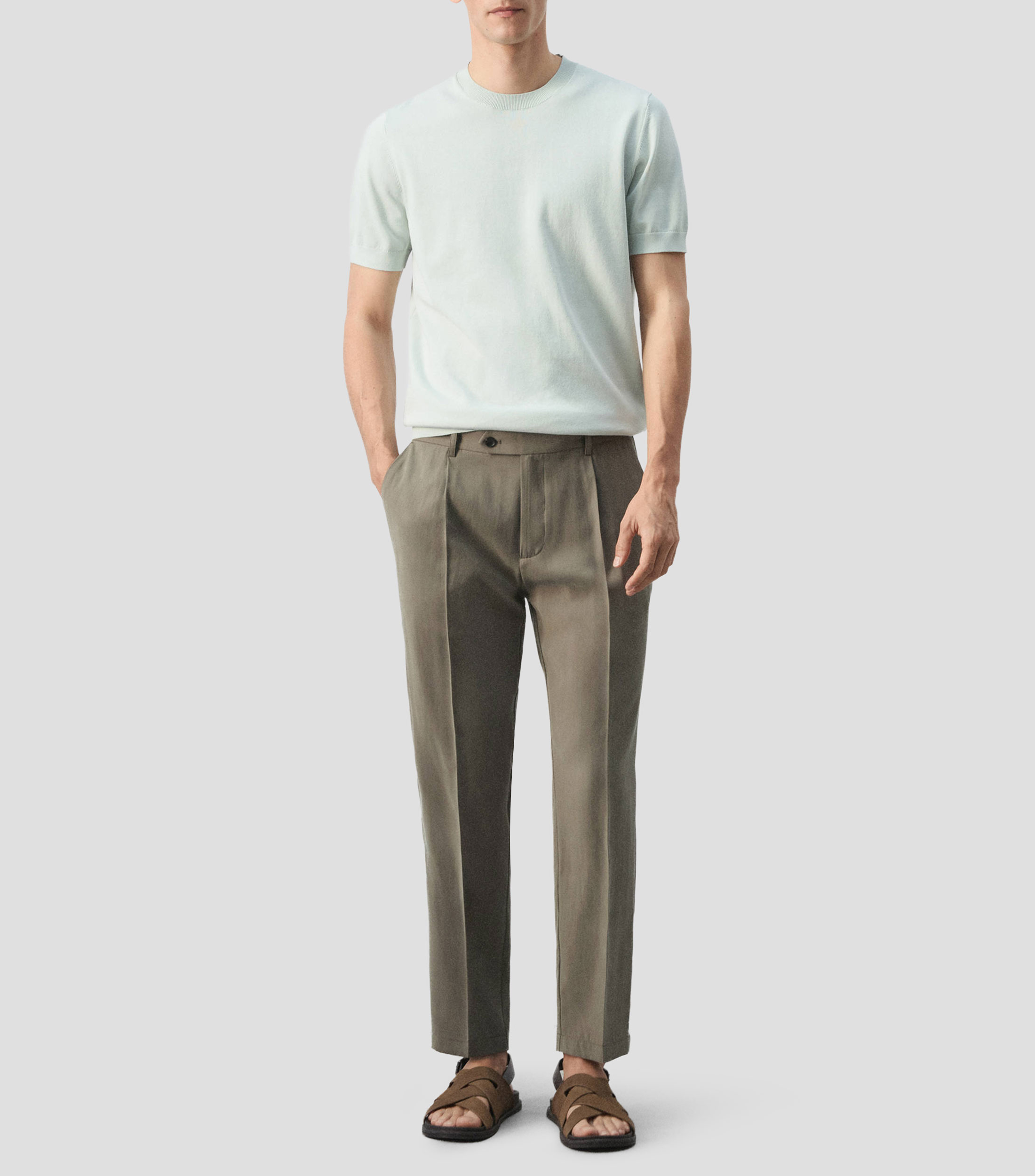Playera cuello redondo manta corta lisa Hombre