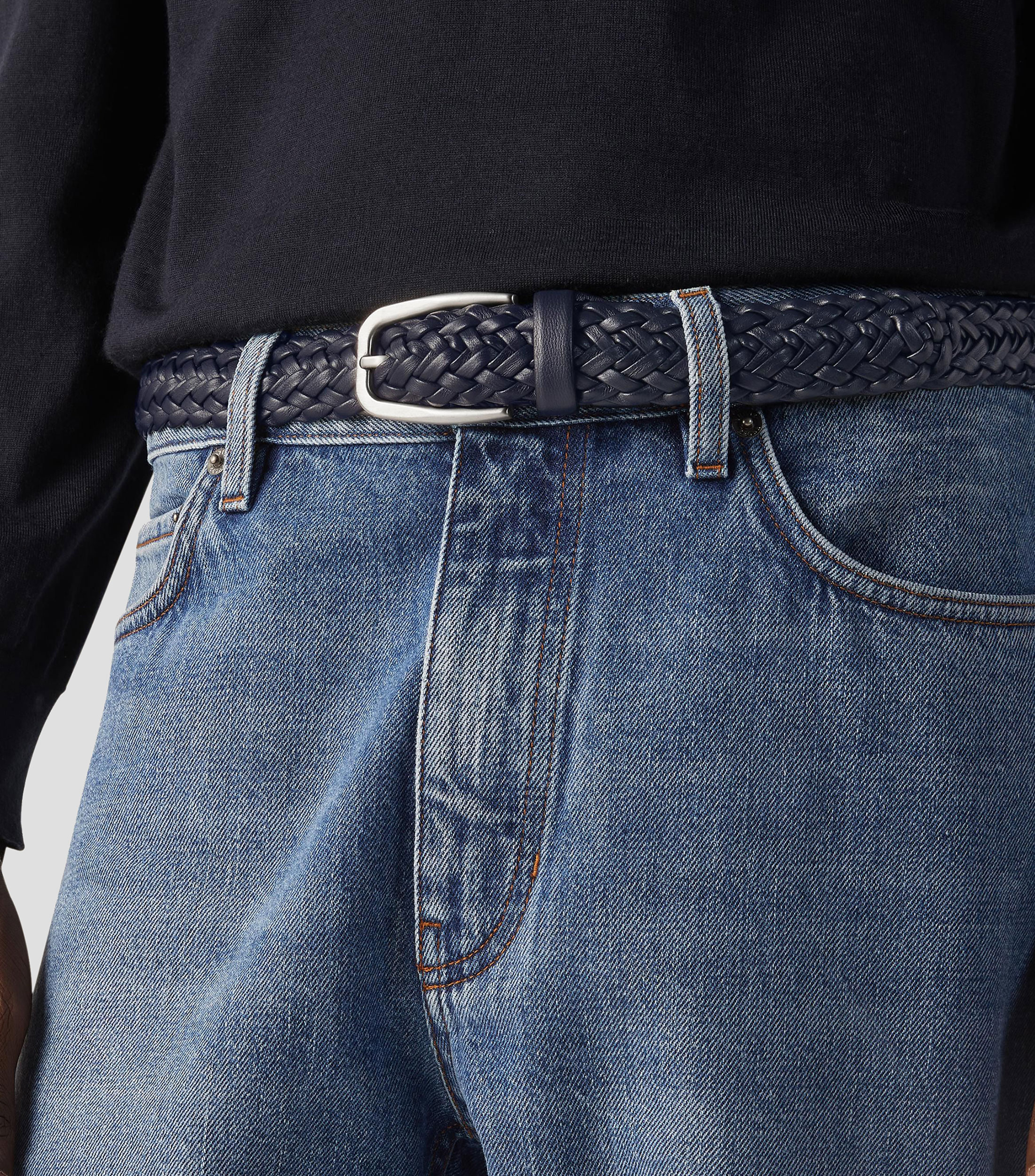 Cinturón de piel trenzado Hombre