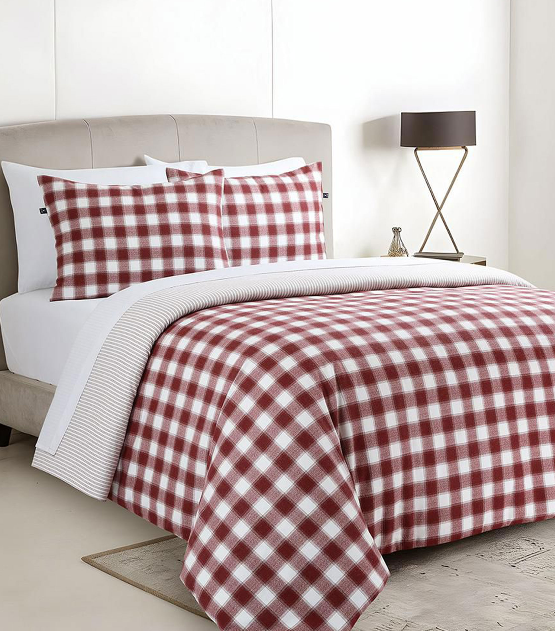 Juego de funda para duvet matrimonial/queen size de algodón Clerkenwell rojo