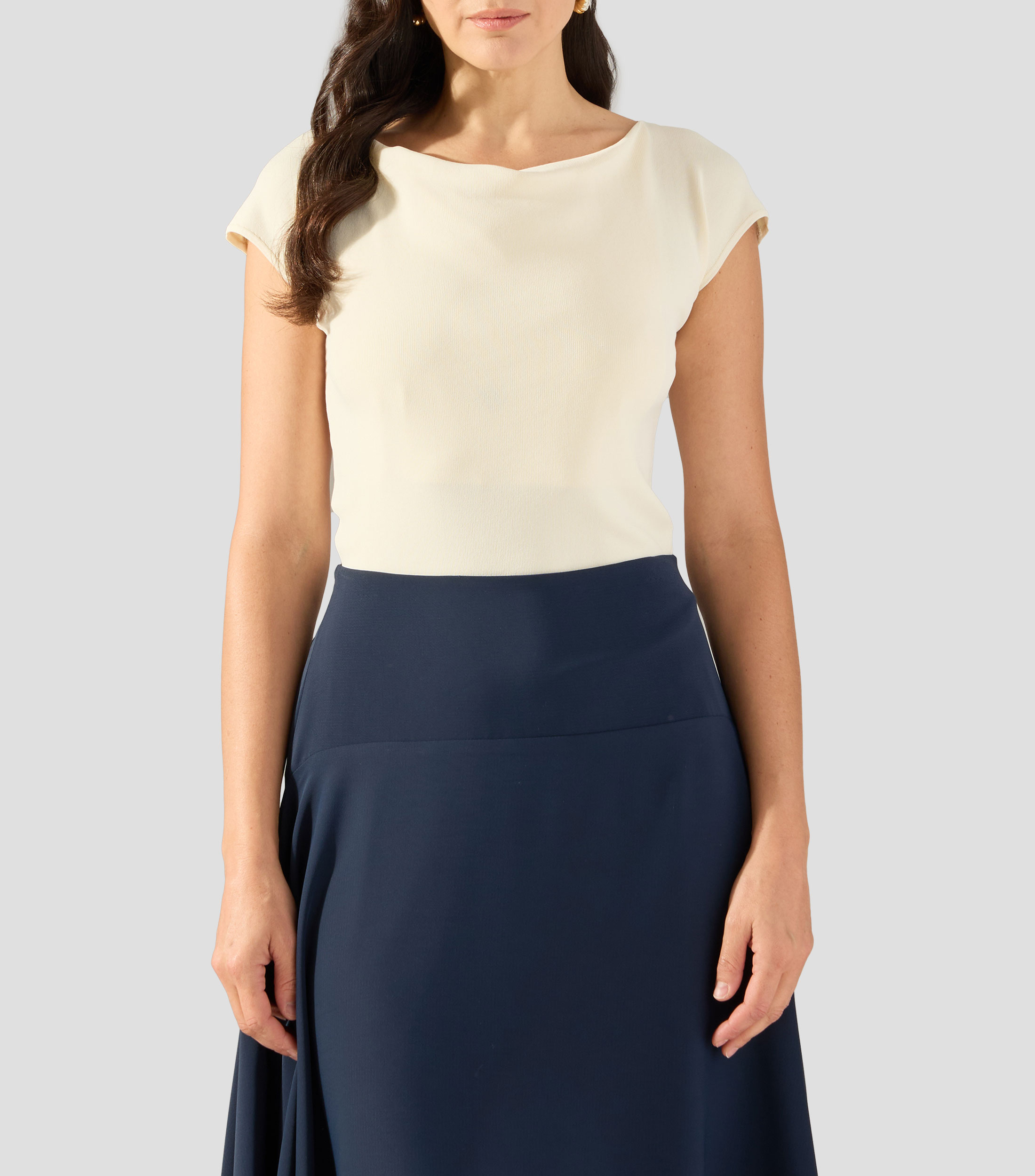 Blusa lisa con manga corta Mujer