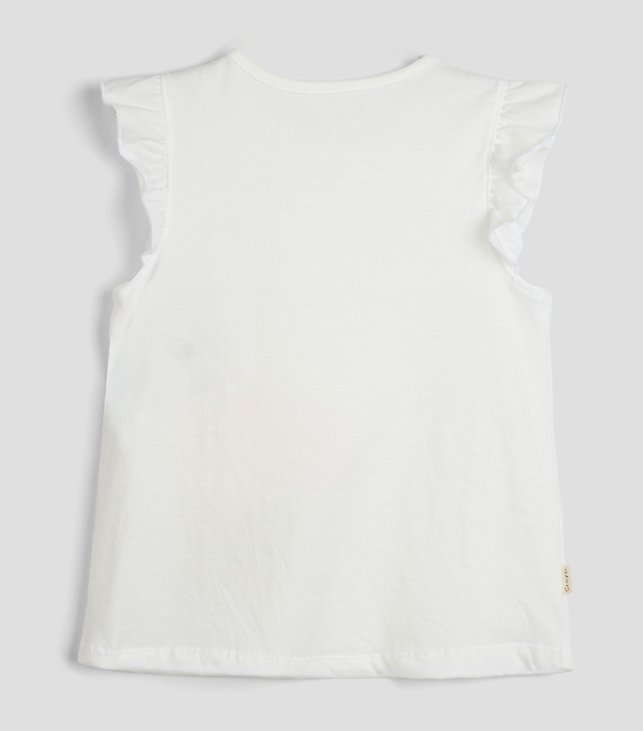 Playera cuello redondo sin mangas estampada Niña