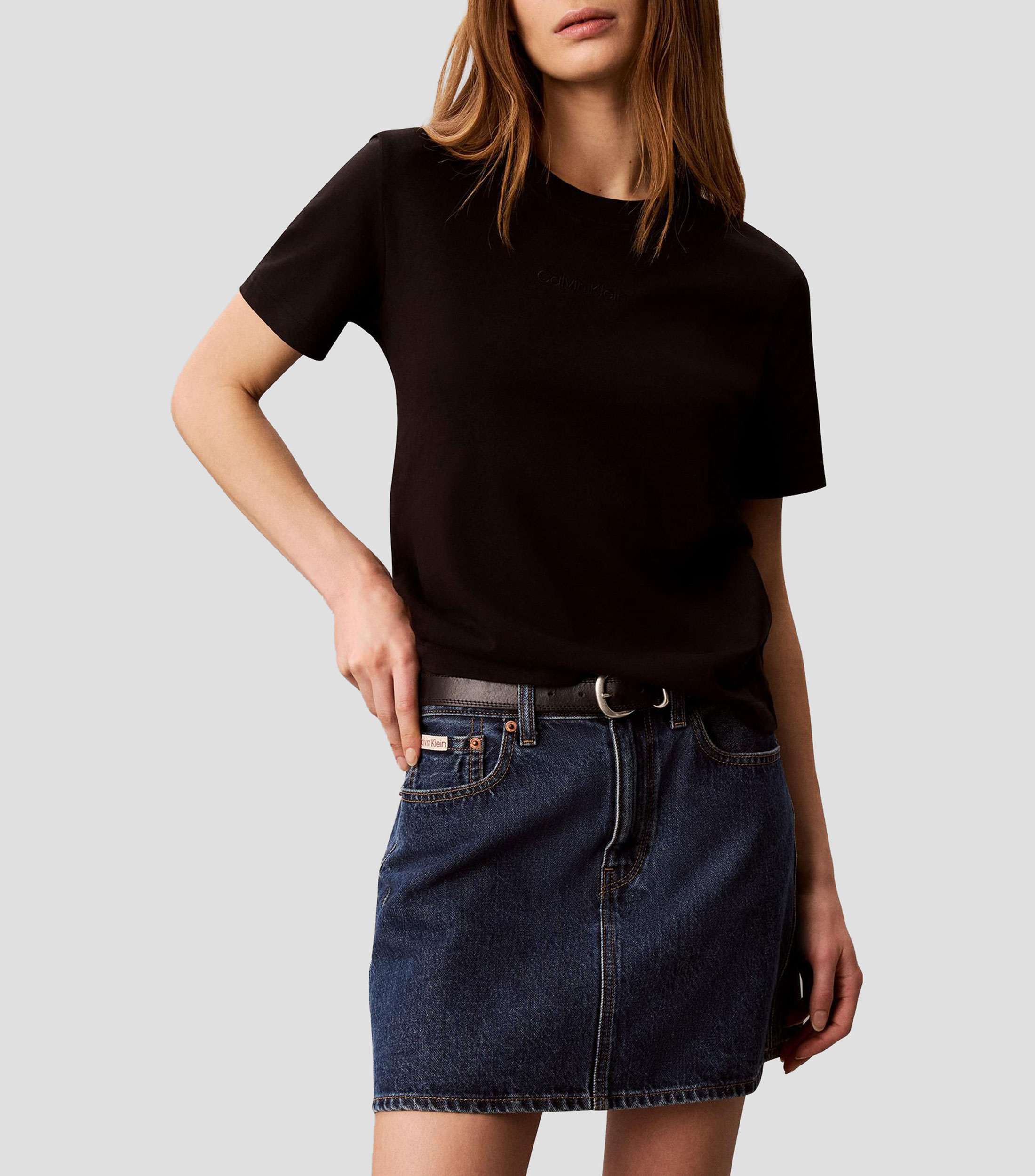 Playera cuello redondo manga corta lisa Mujer