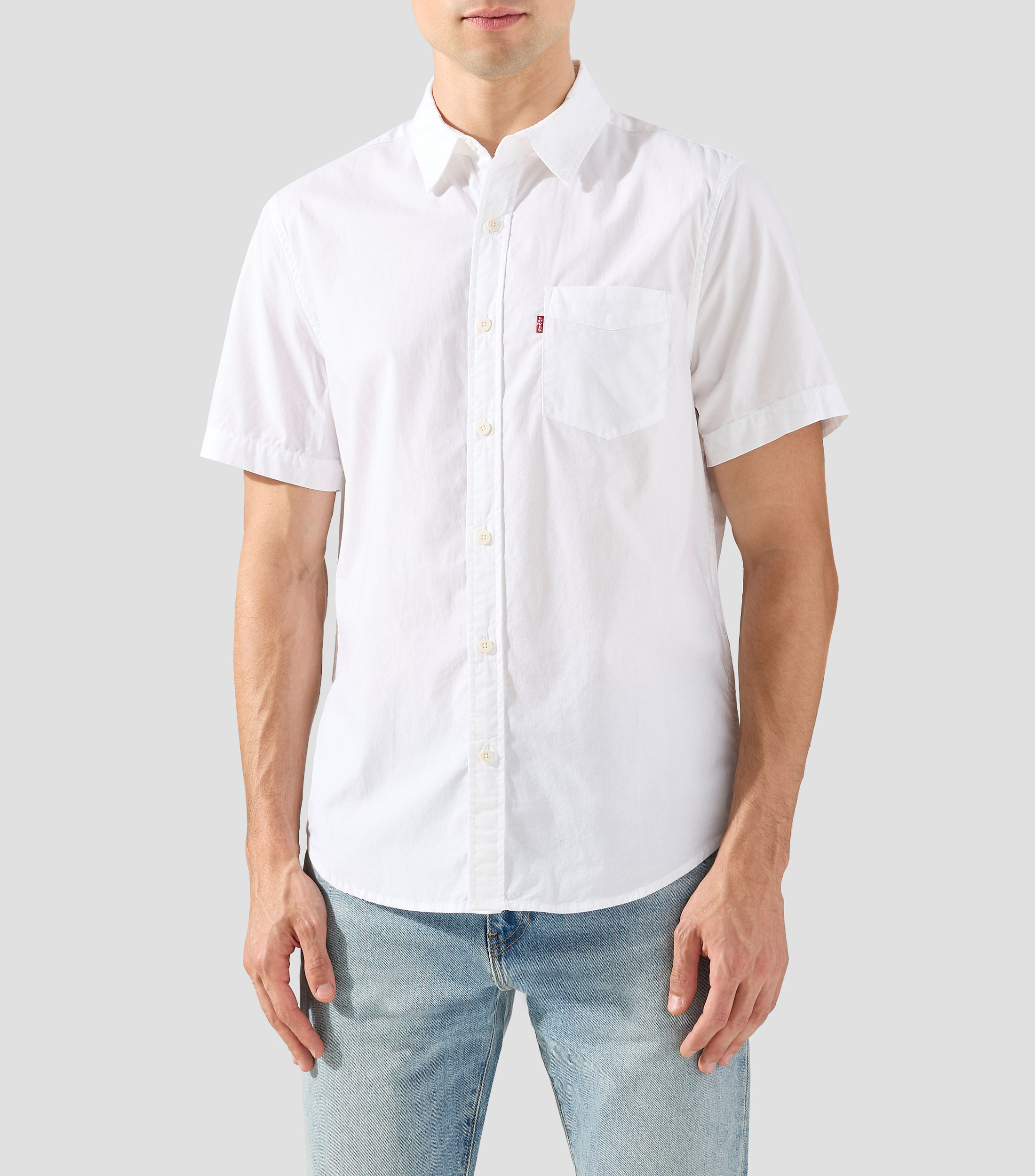 Camisa lisa de manga corta Hombre