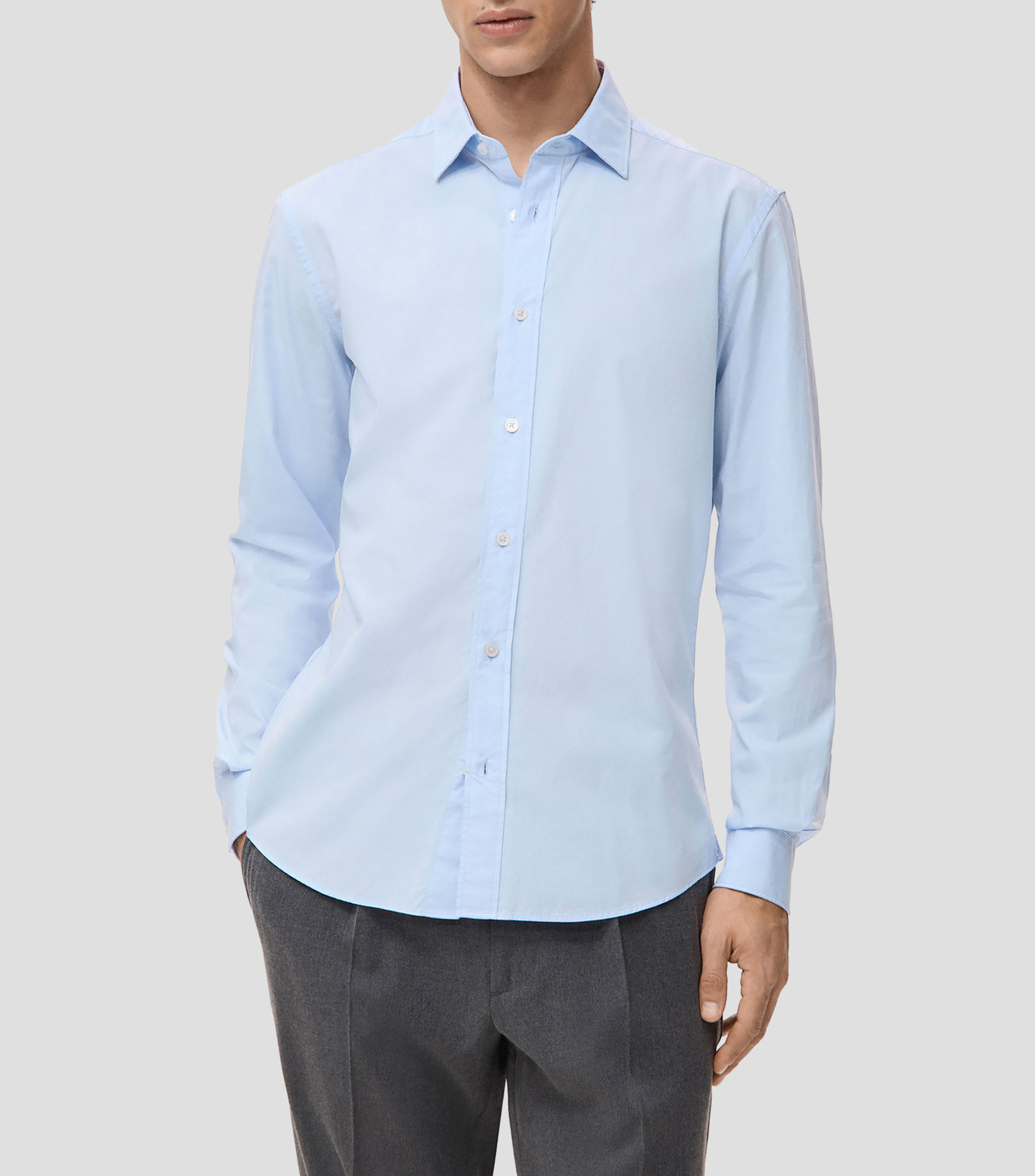 Camisa lisa de manga larga Hombre