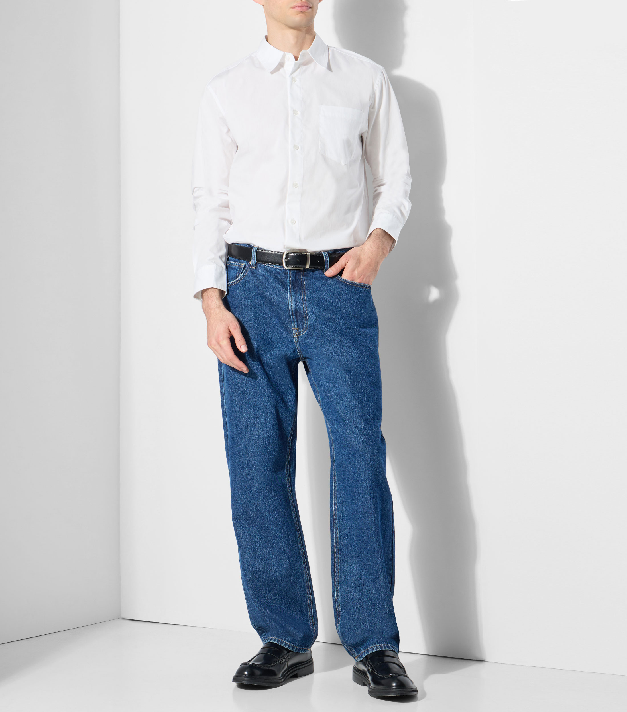 Camisa lisa con manga larga Hombre