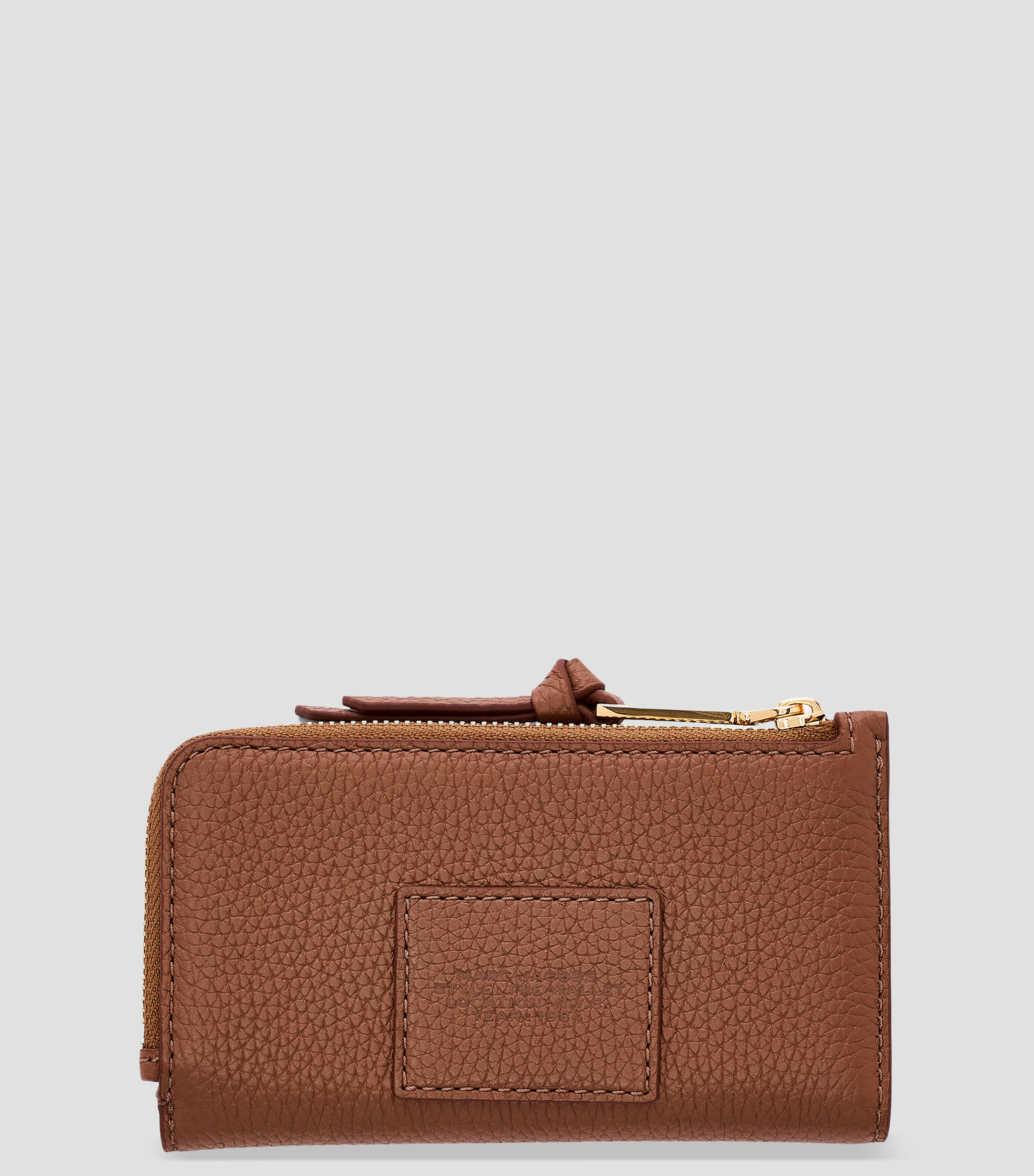 Cartera café en piel Slim Wallet lisa Mujer