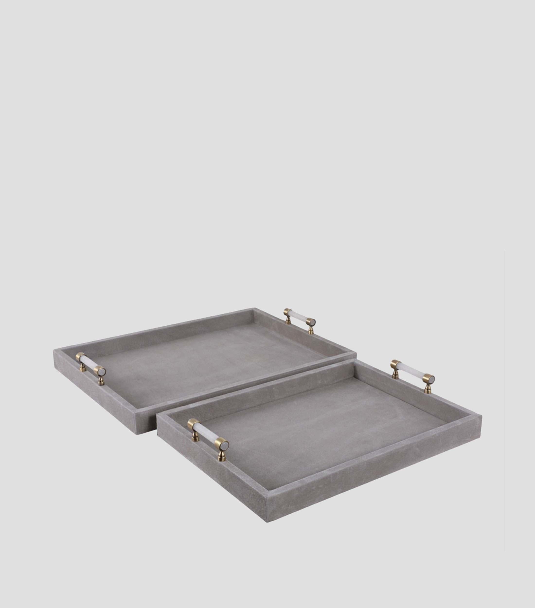 Set 2 charolas decorativas Avea en gamuza y piedra luna