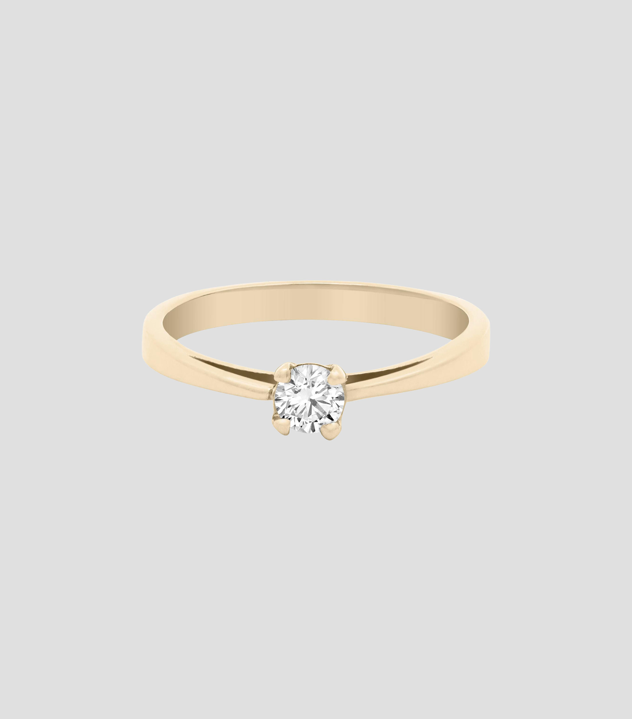 Anillo solitario en oro amarillo de 14 kilates con diamante Mujer