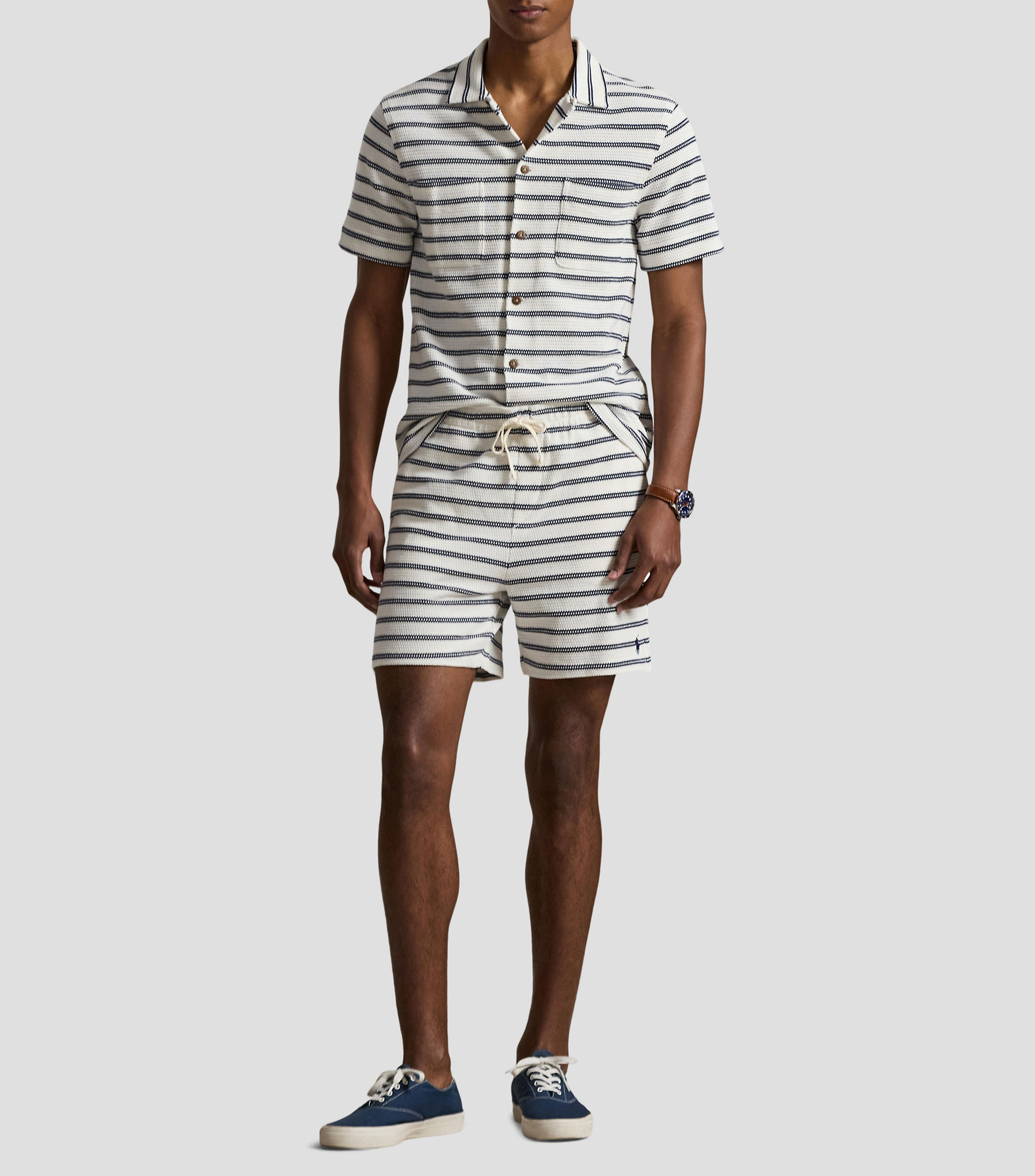 Camisa a rayas manga corta Hombre