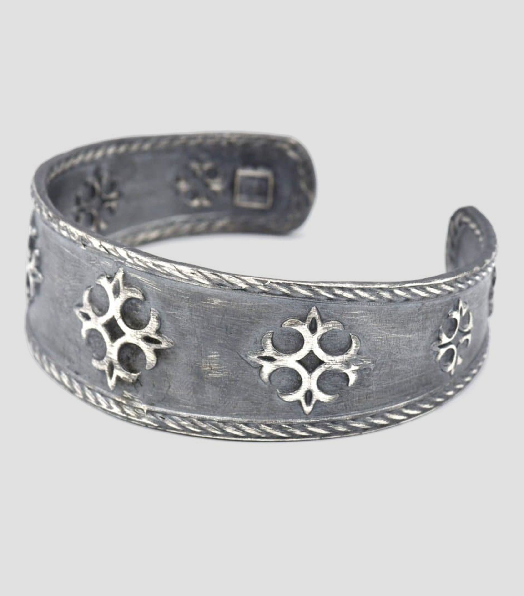 Brazalete Flor de Lis Cross en plata .925 Hombre